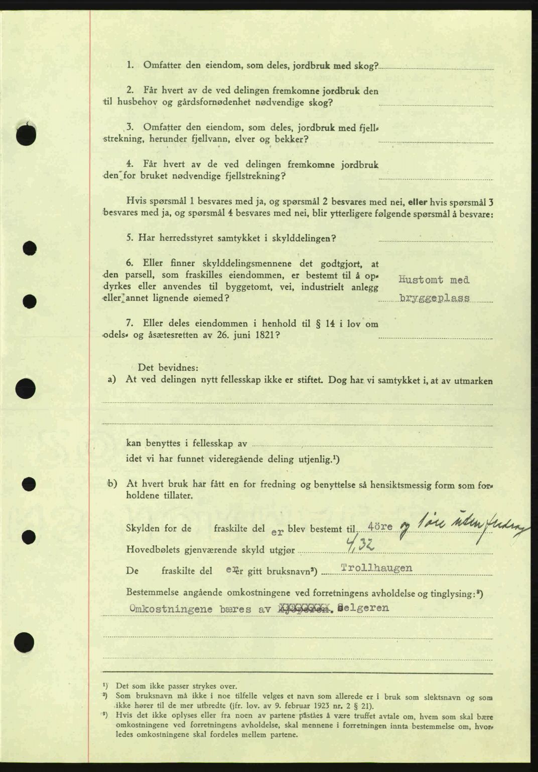 Tønsberg sorenskriveri, AV/SAKO-A-130/G/Ga/Gaa/L0017a: Pantebok nr. A17a, 1945-1945, Dagboknr: 1442/1945