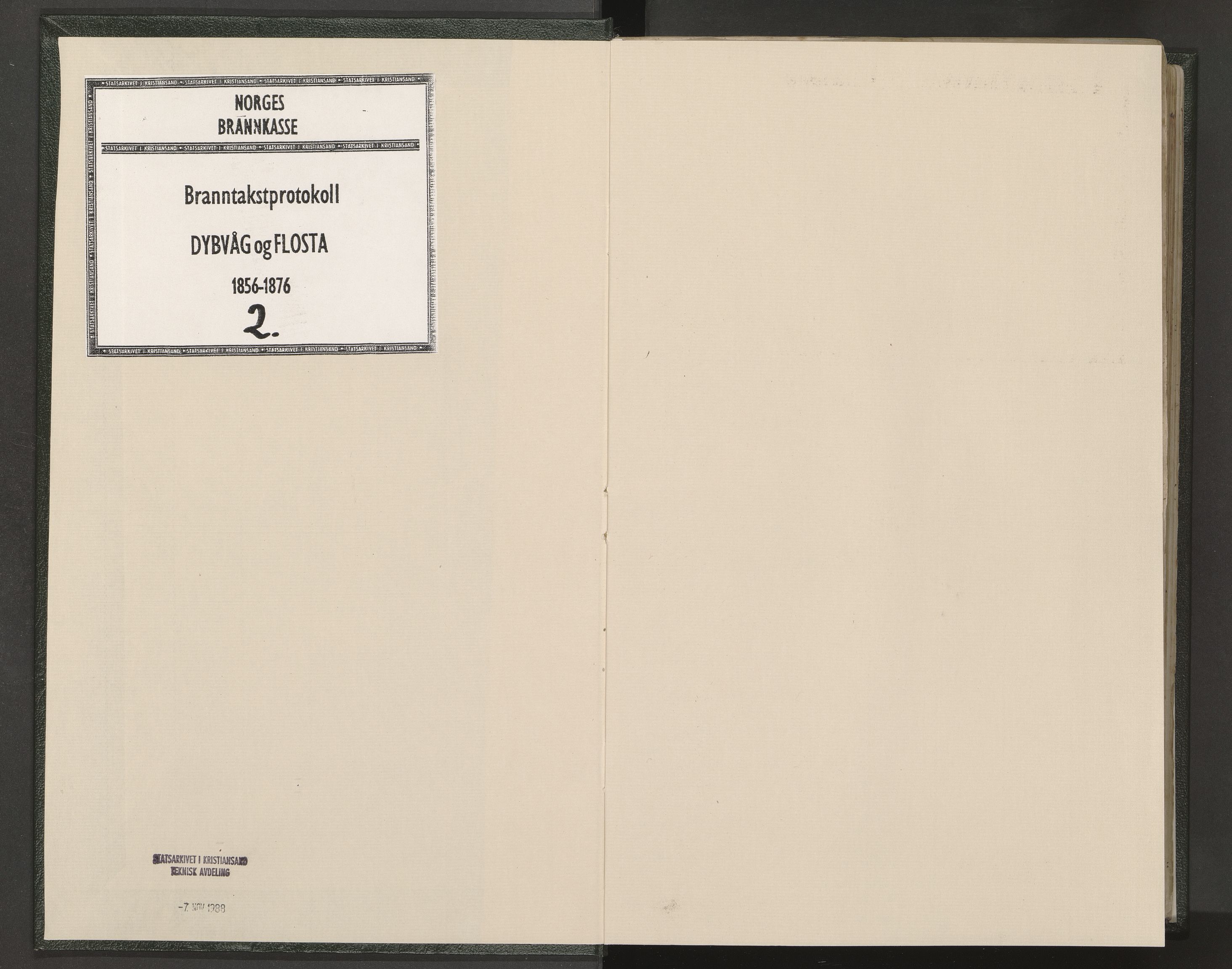 Norges Brannkasse Dypvåg og Flosta, AV/SAK-2241-0008/F/Fa/L0002B: Branntakstprotokoll nr. 2, 1856-1876