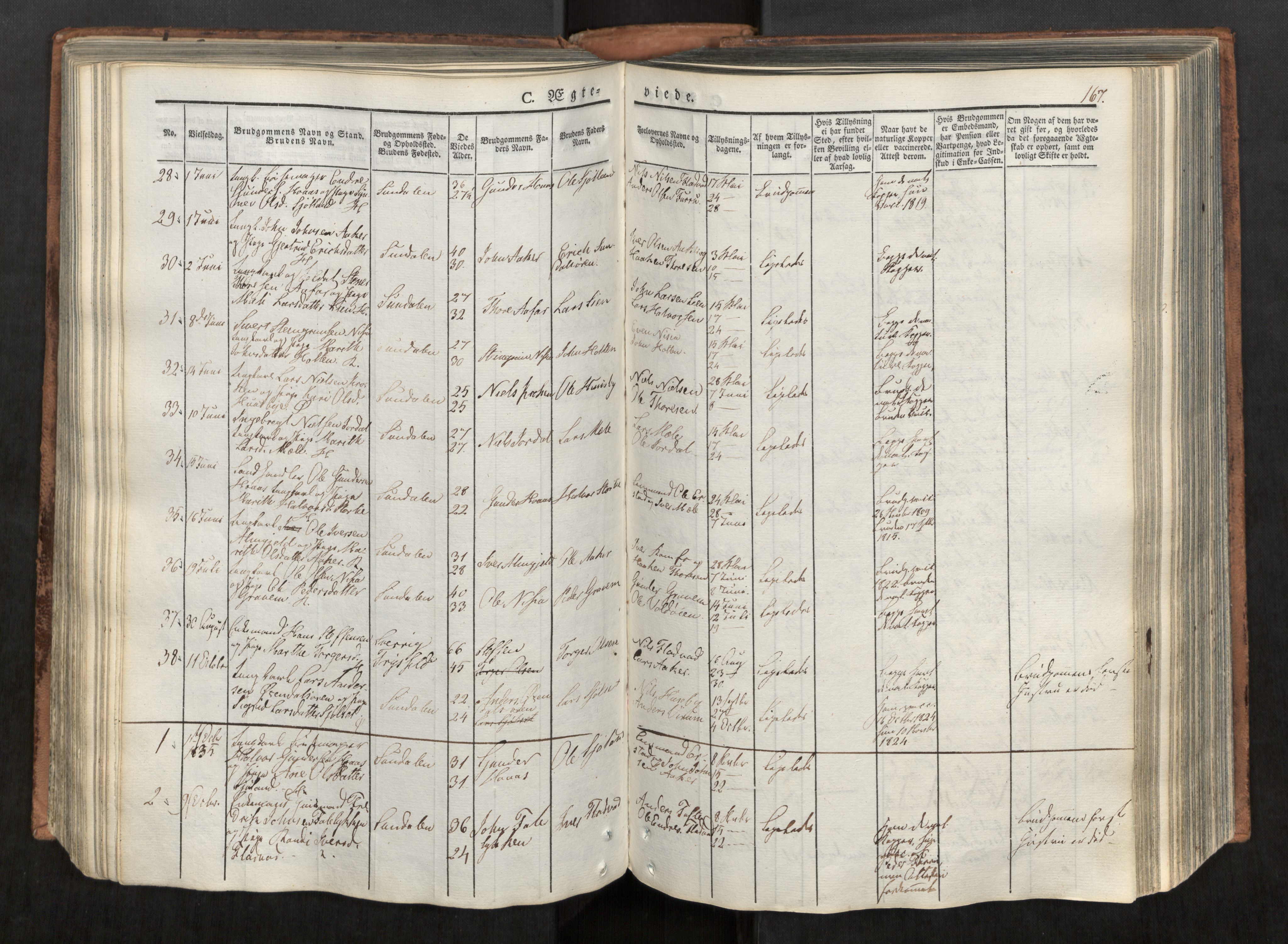 Ministerialprotokoller, klokkerbøker og fødselsregistre - Møre og Romsdal, AV/SAT-A-1454/590/L1012: Ministerialbok nr. 590A04, 1832-1846, s. 167