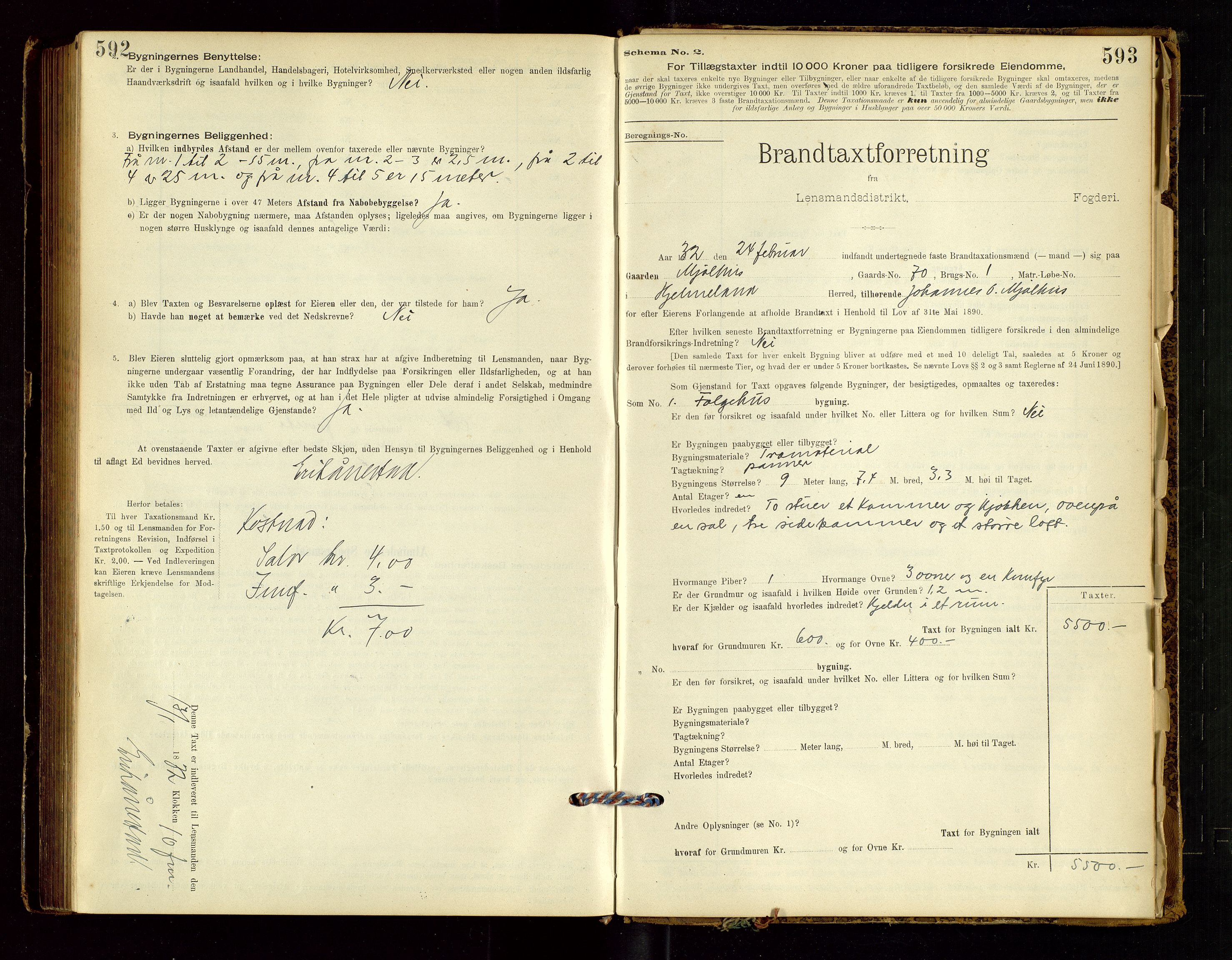 Hjelmeland lensmannskontor, AV/SAST-A-100439/Gob/L0001: "Brandtaxationsprotokol", 1895-1932, s. 592-593