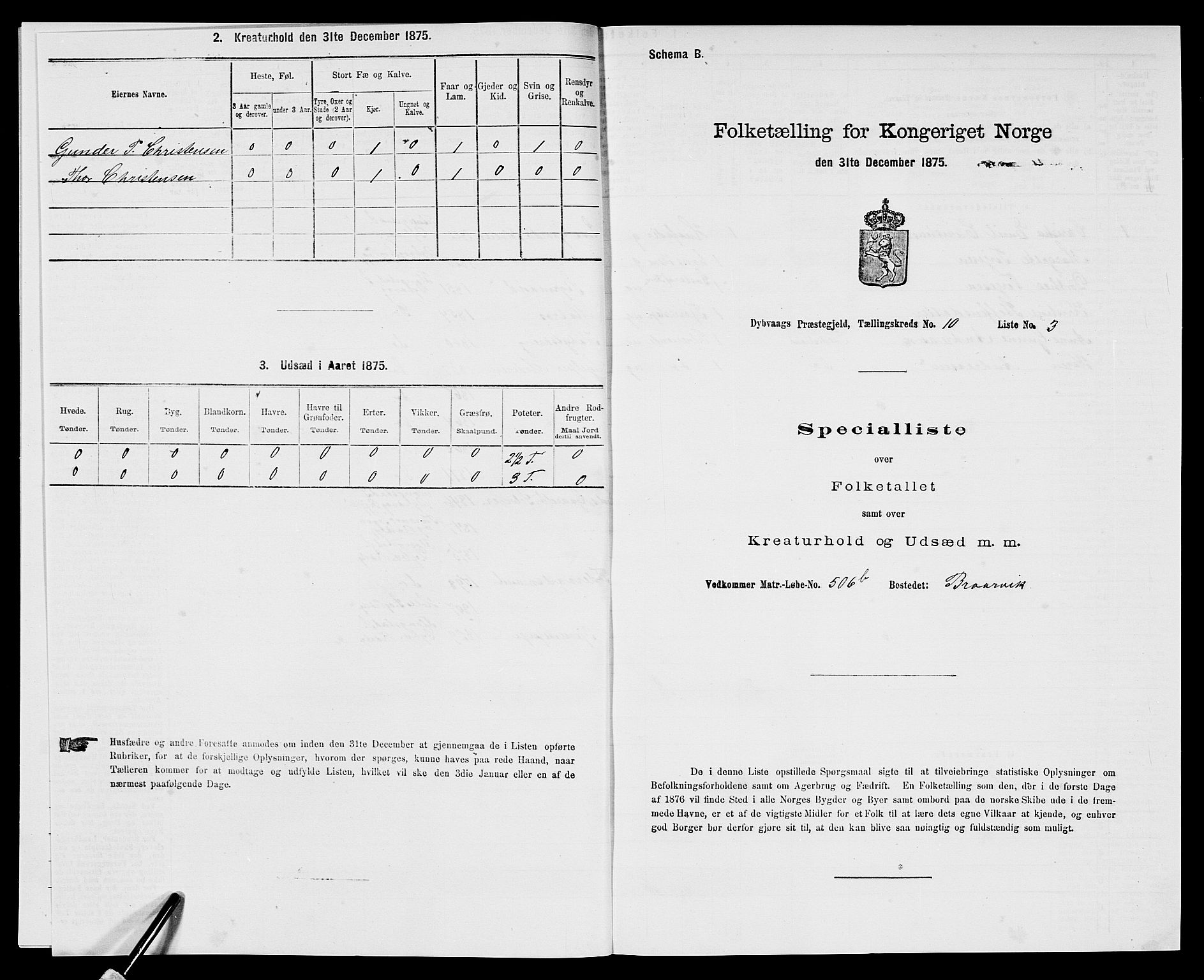 SAK, Folketelling 1875 for 0915P Dypvåg prestegjeld, 1875, s. 1311