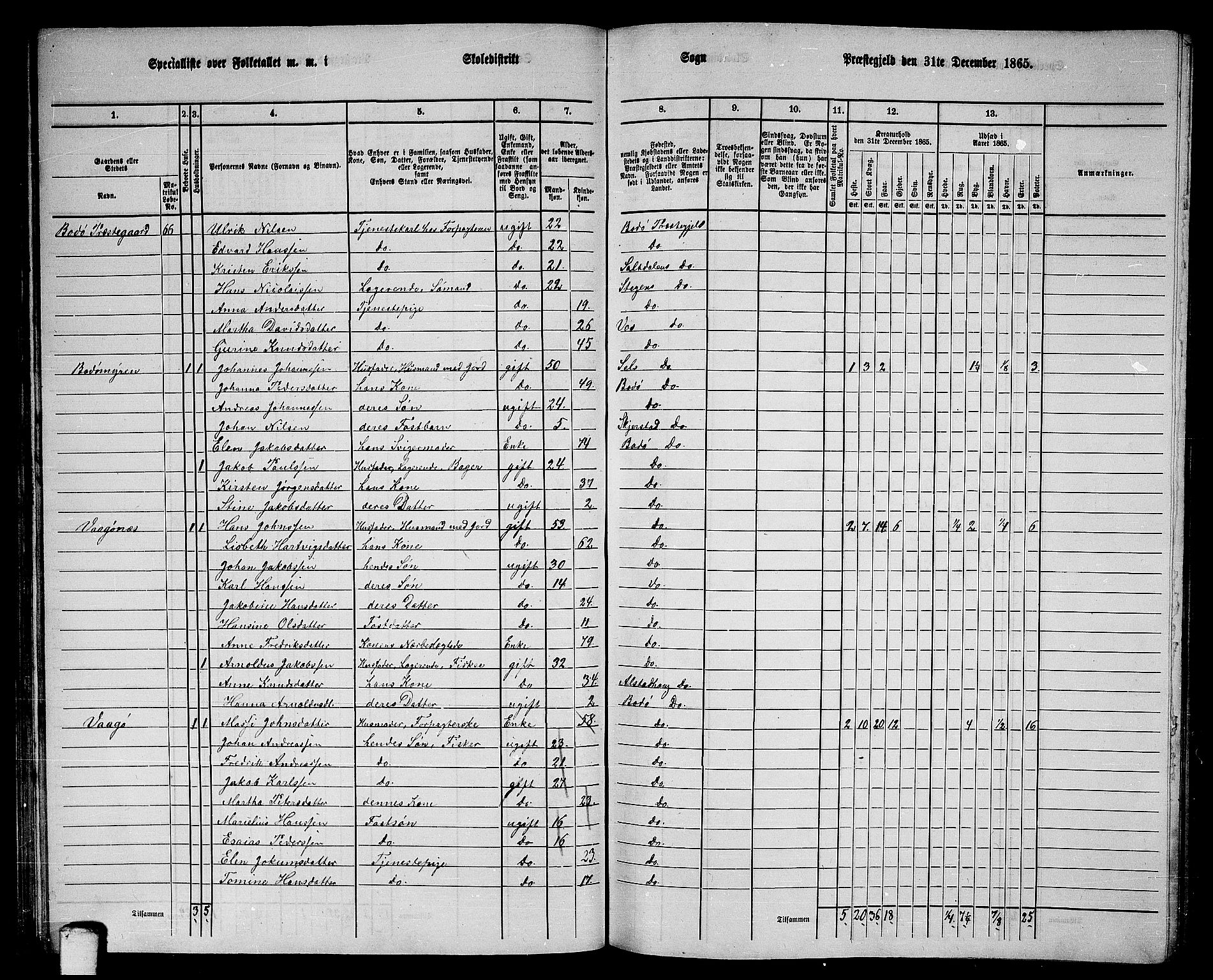 RA, Folketelling 1865 for 1843L Bodø prestegjeld, Bodø landsokn, 1865, s. 42