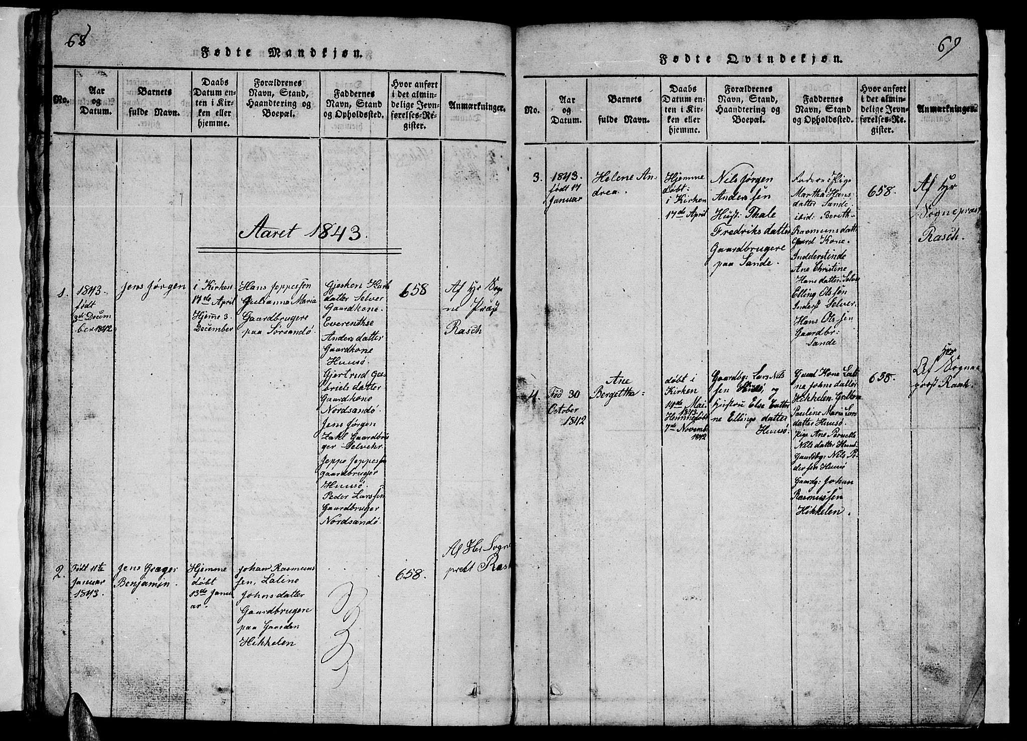 Ministerialprotokoller, klokkerbøker og fødselsregistre - Nordland, AV/SAT-A-1459/840/L0581: Klokkerbok nr. 840C01, 1820-1873, s. 68-69