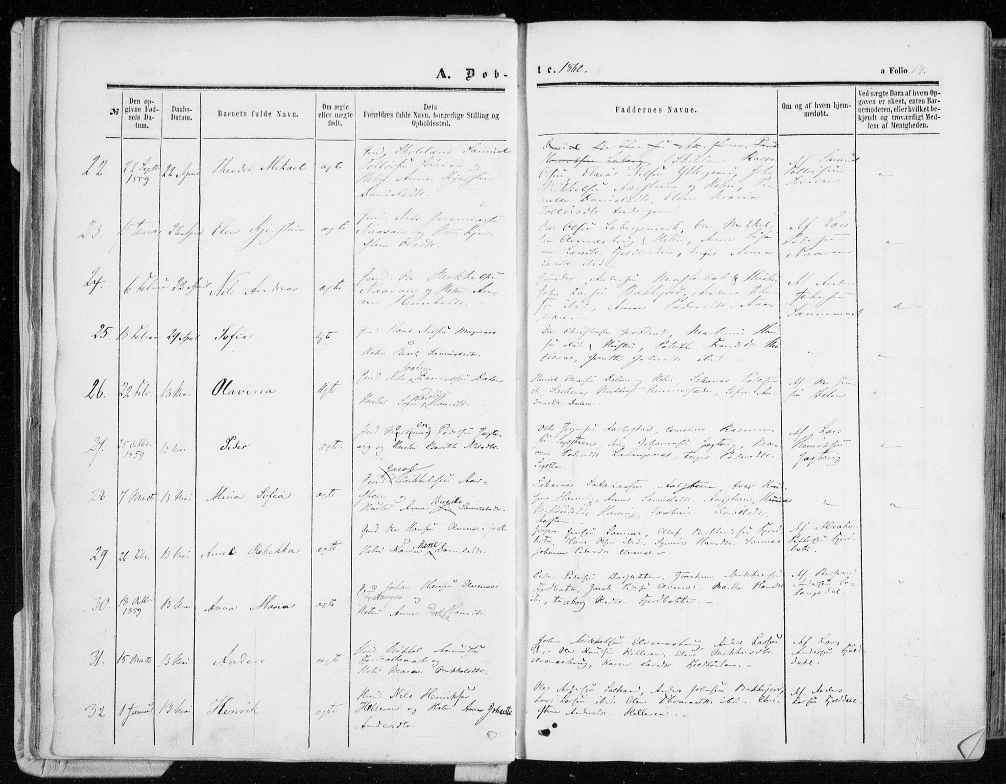 Ibestad sokneprestembete, AV/SATØ-S-0077/H/Ha/Haa/L0009kirke: Ministerialbok nr. 9, 1859-1868, s. 14