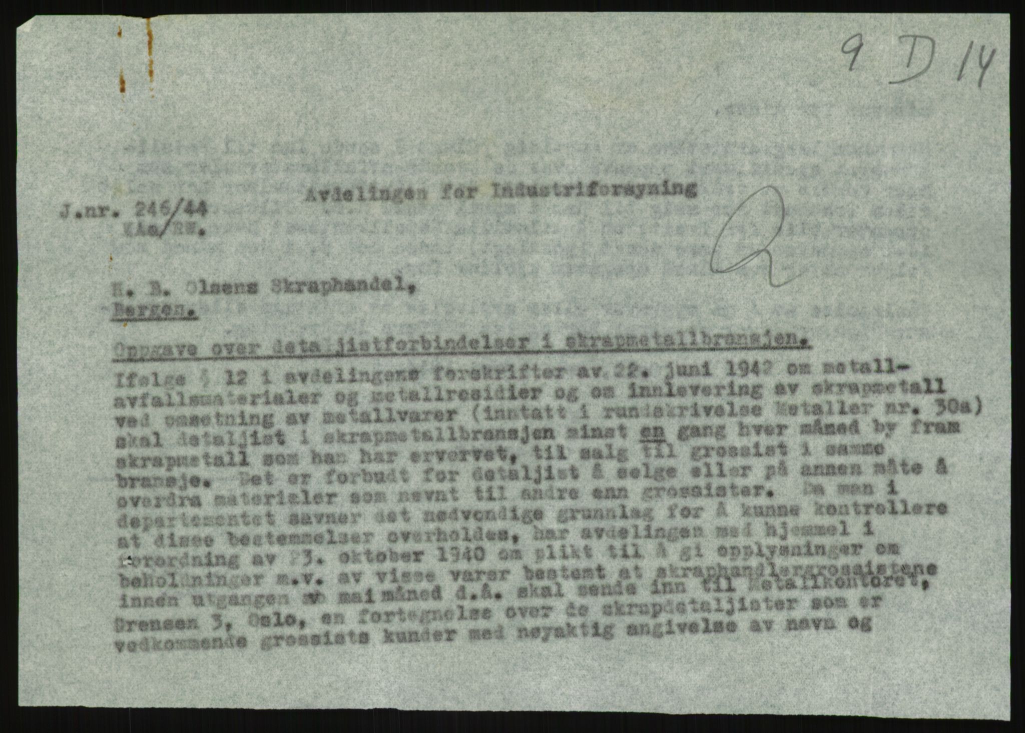 Direktoratet for industriforsyning, Sekretariatet, AV/RA-S-4153/D/Df/L0054: 9. Metallkontoret, 1940-1945, s. 1835