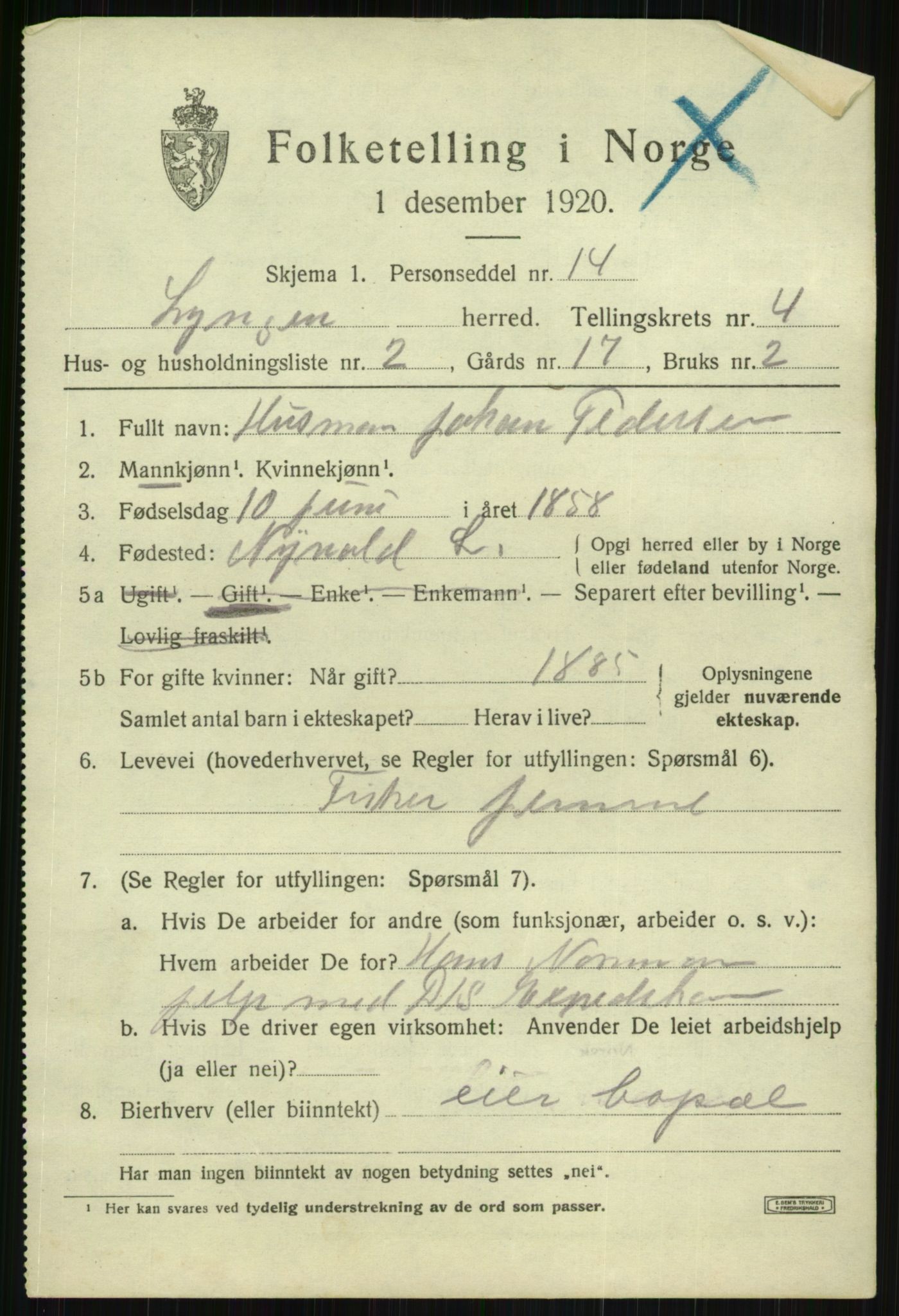 SATØ, Folketelling 1920 for 1938 Lyngen herred, 1920, s. 4049