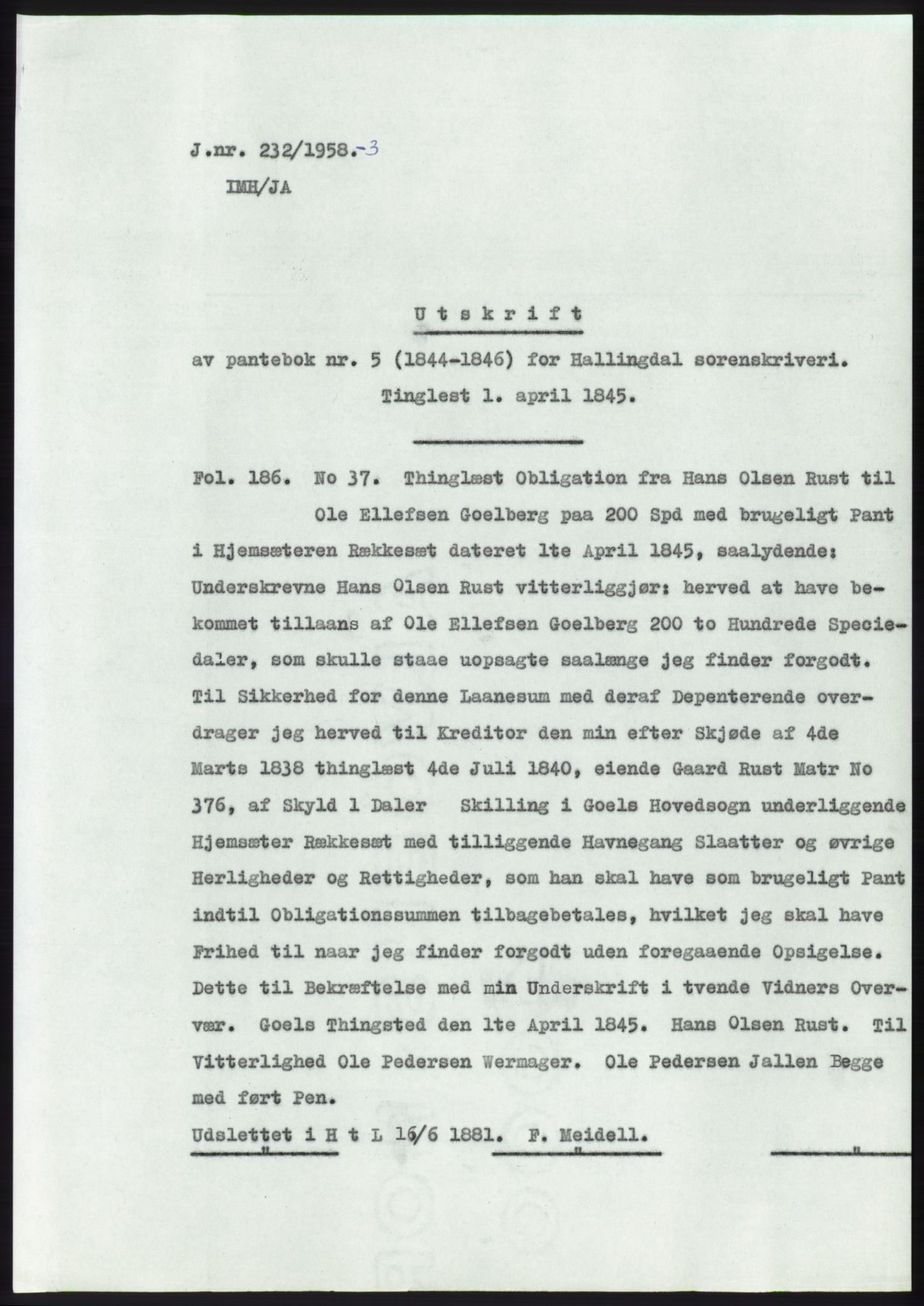 Statsarkivet i Kongsberg, SAKO/A-0001, 1958, s. 71