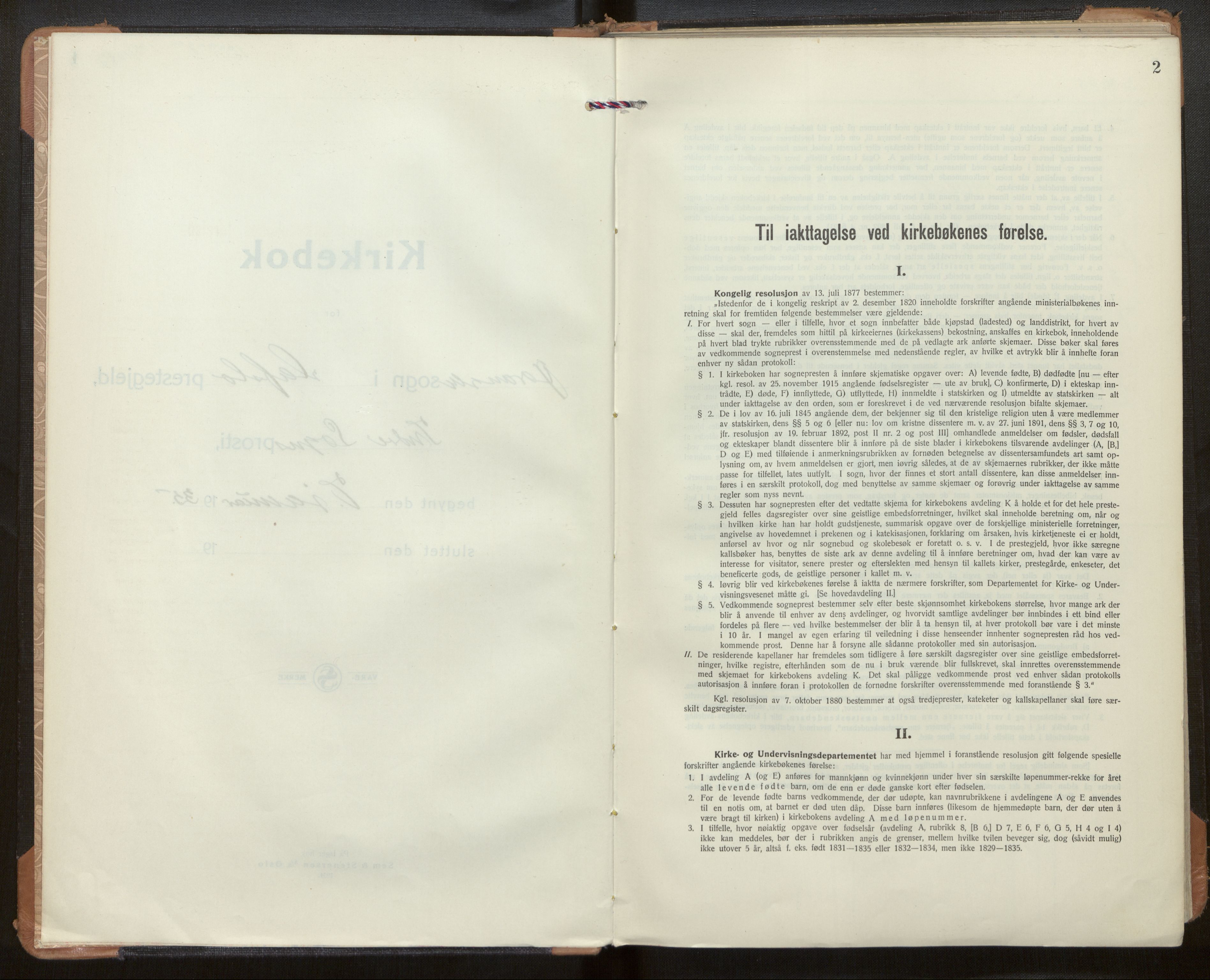 Hafslo sokneprestembete, SAB/A-80301/H/Haa/Haae/L0002: Ministerialbok nr. E 2, 1935-1965, s. 2