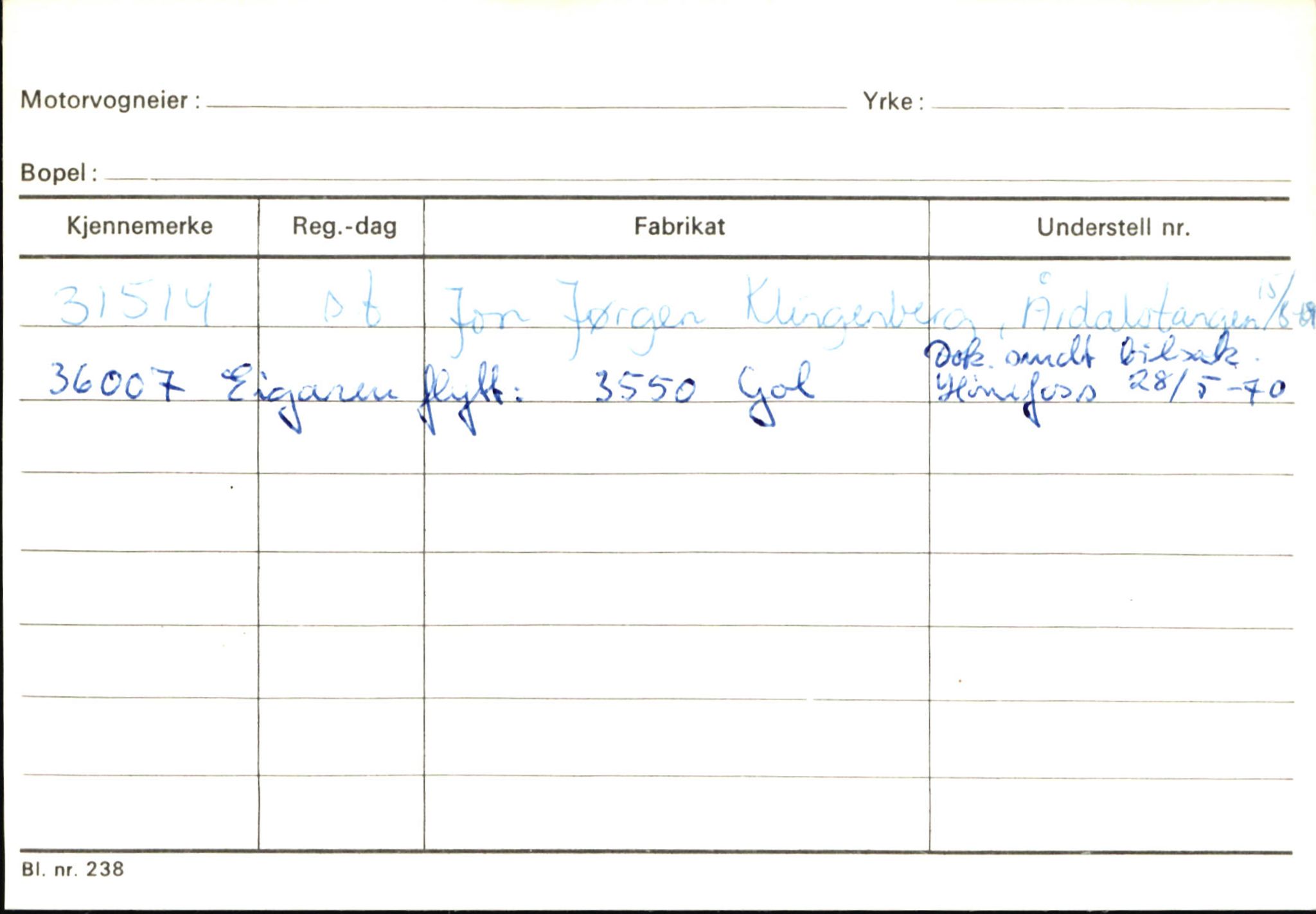 Statens vegvesen, Sogn og Fjordane vegkontor, SAB/A-5301/4/F/L0146: Registerkort Årdal R-Å samt diverse kort, 1945-1975, s. 1066