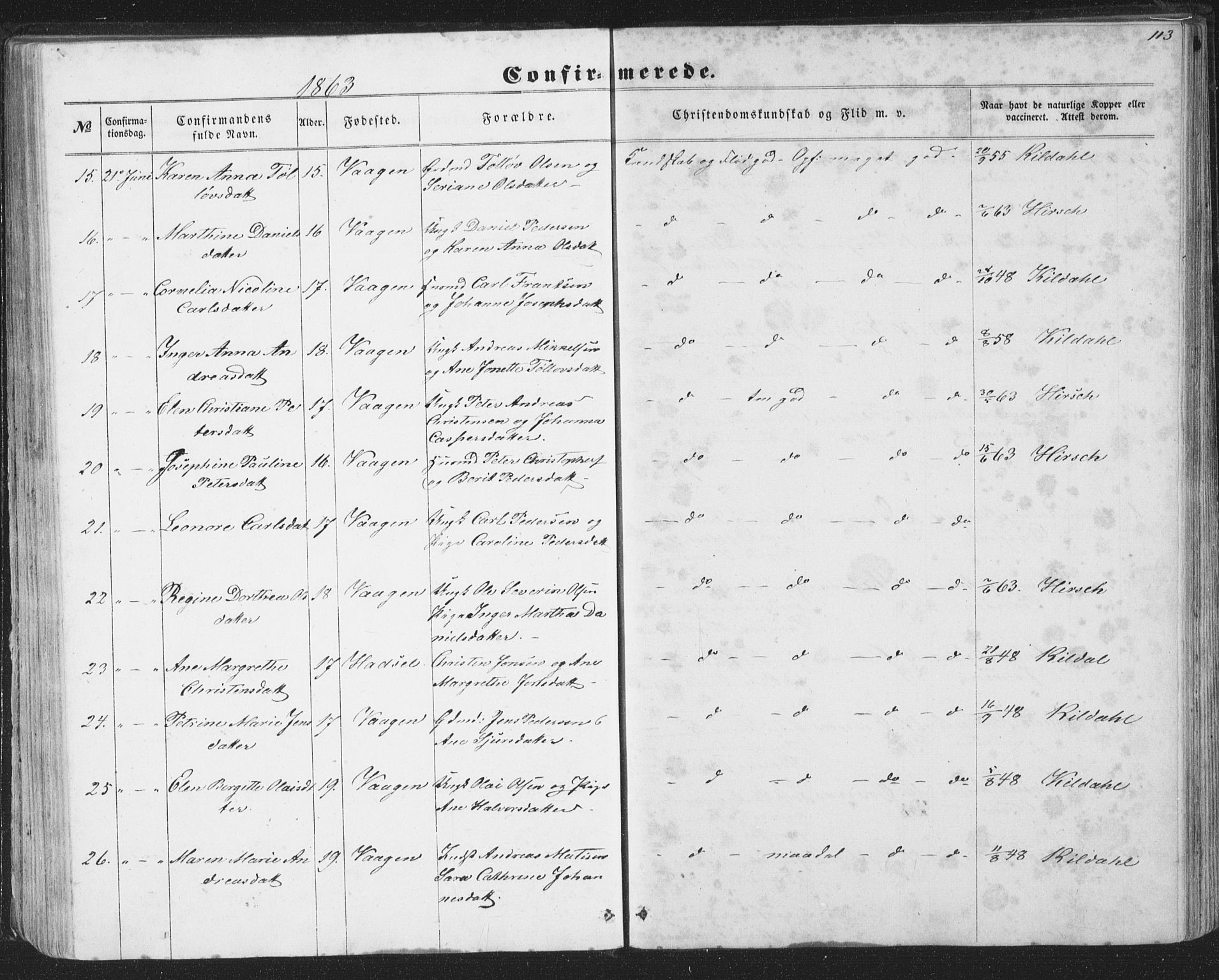 Ministerialprotokoller, klokkerbøker og fødselsregistre - Nordland, SAT/A-1459/874/L1073: Klokkerbok nr. 874C02, 1860-1870, s. 113