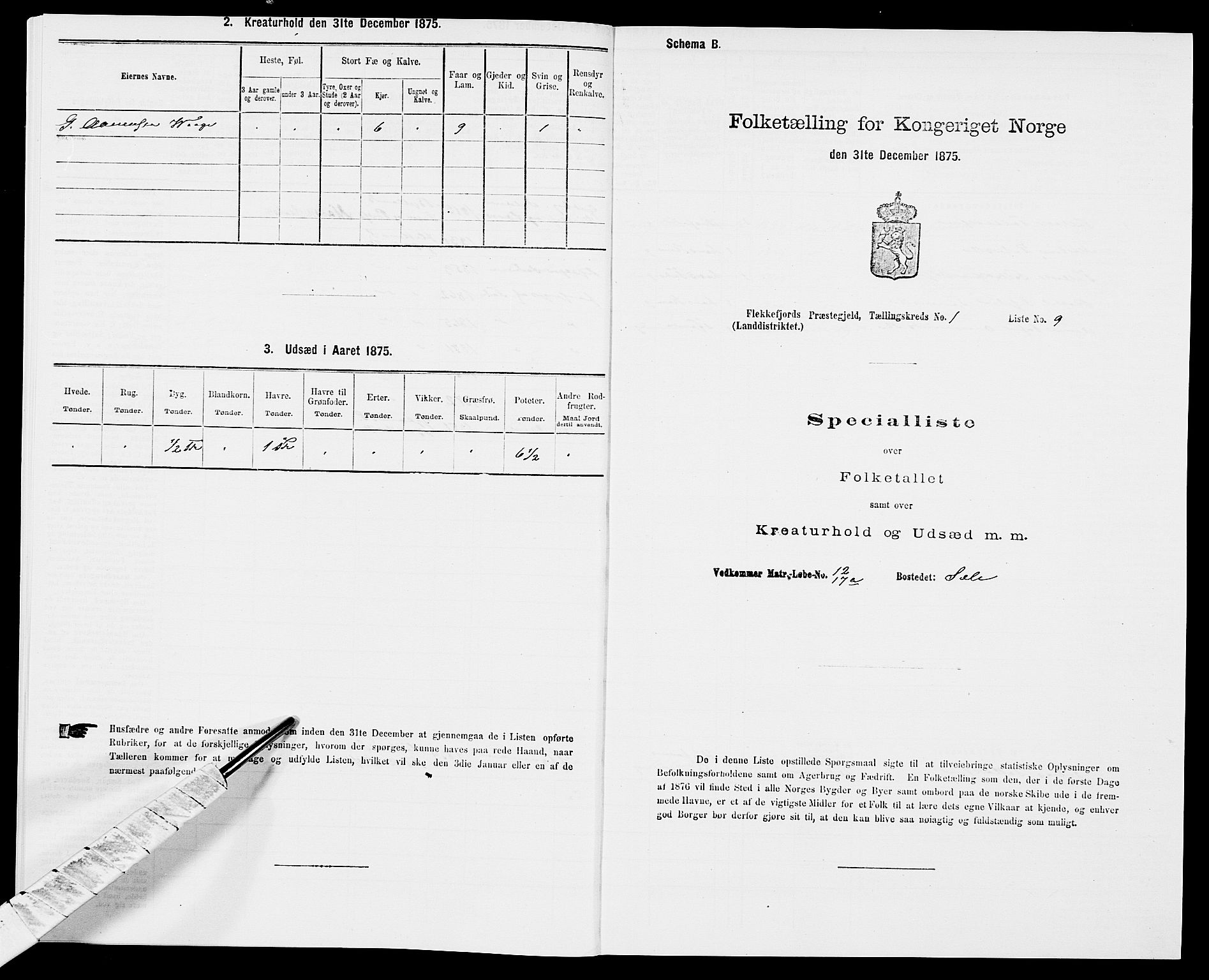 SAK, Folketelling 1875 for 1042L Flekkefjord prestegjeld, Nes sokn og Hidra sokn, 1875, s. 91