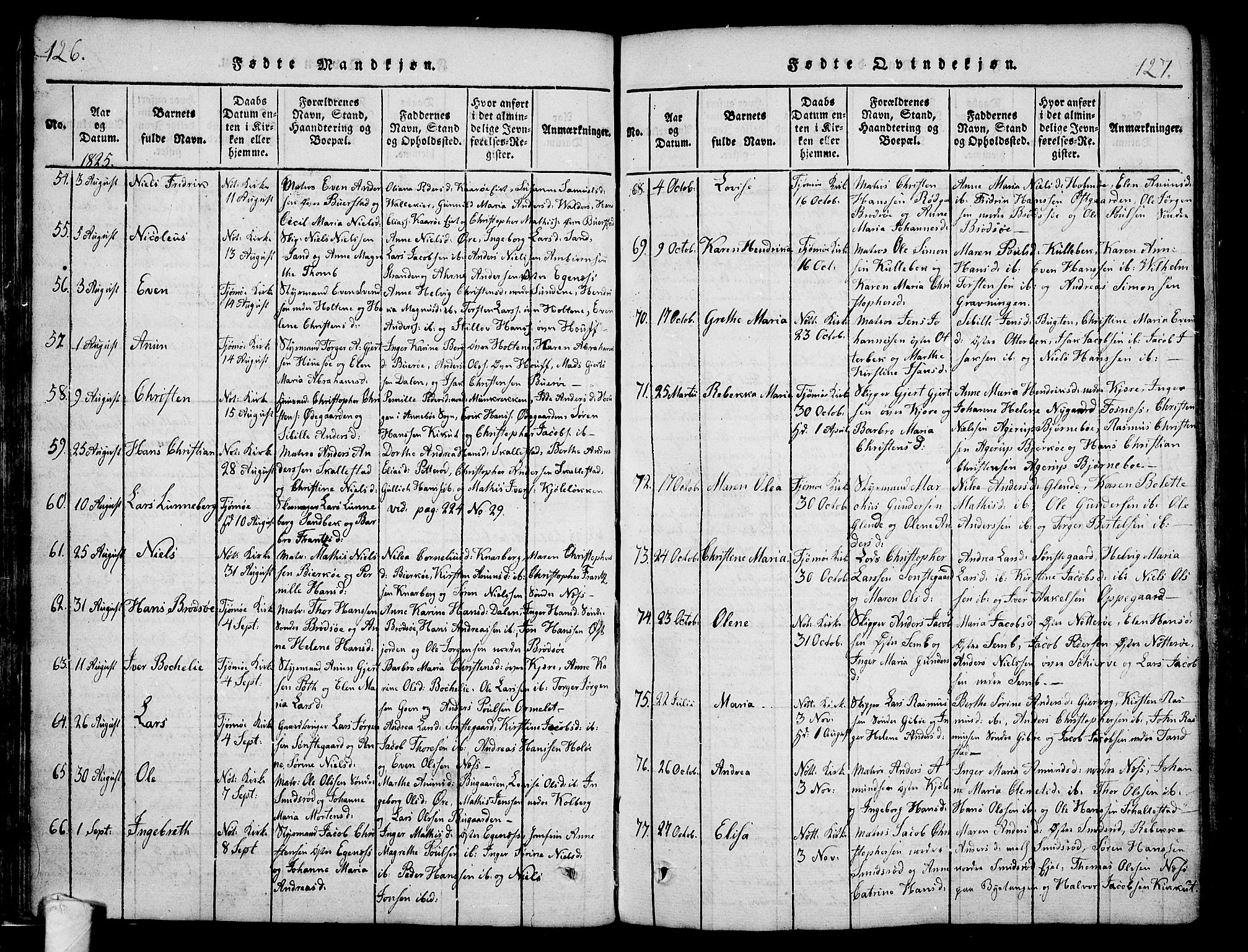 Nøtterøy kirkebøker, AV/SAKO-A-354/F/Fa/L0004: Ministerialbok nr. I 4, 1814-1838, s. 126-127