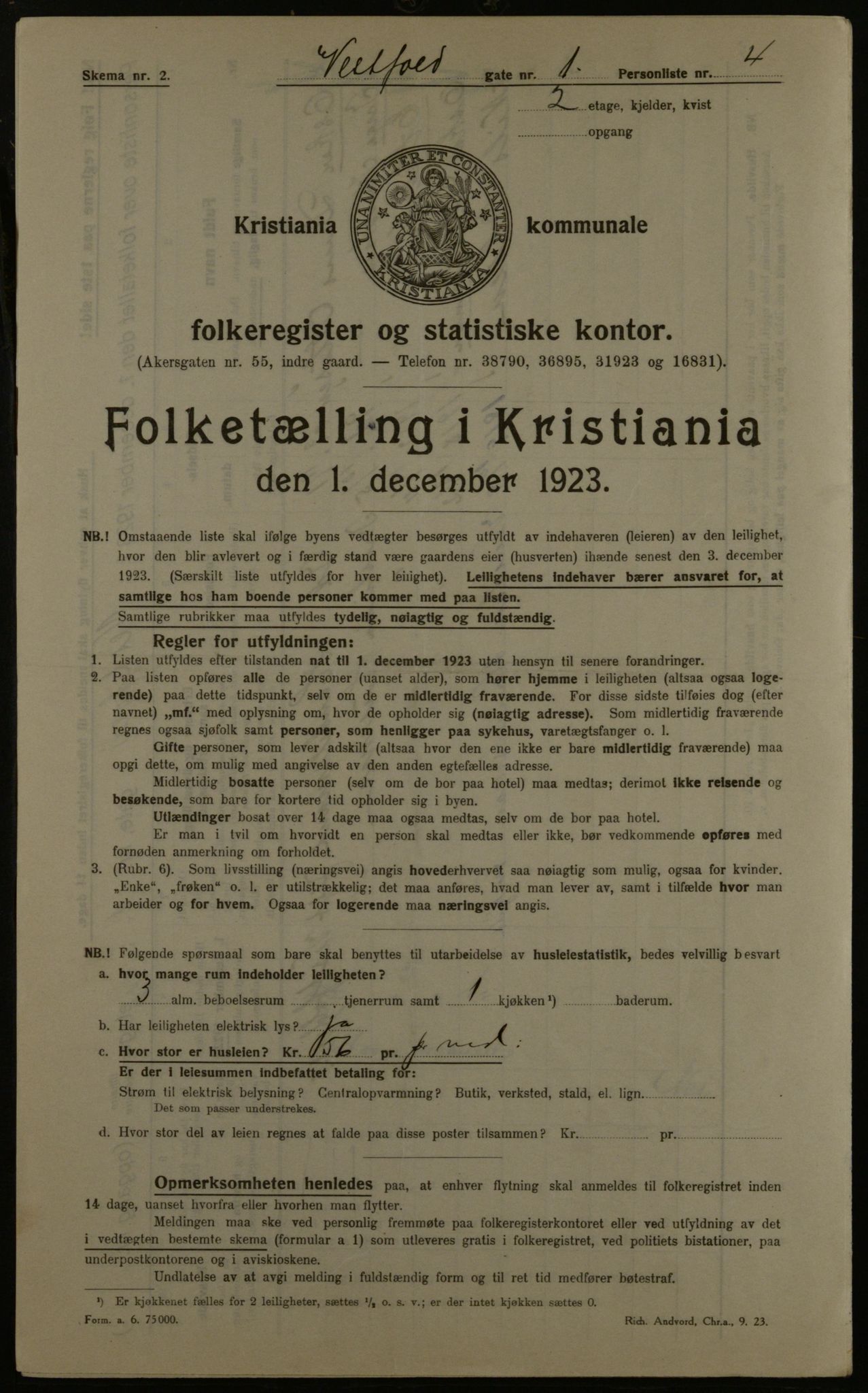 OBA, Kommunal folketelling 1.12.1923 for Kristiania, 1923, s. 135201