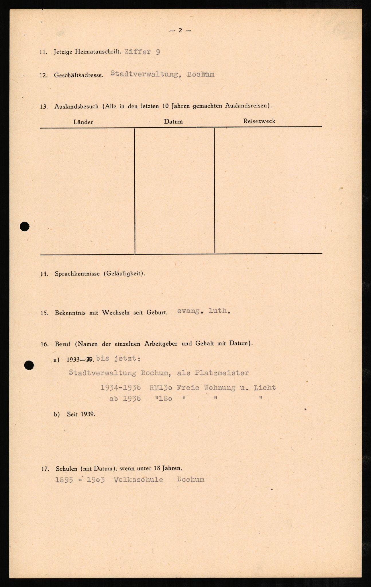 Forsvaret, Forsvarets overkommando II, RA/RAFA-3915/D/Db/L0002: CI Questionaires. Tyske okkupasjonsstyrker i Norge. Tyskere., 1945-1946, s. 41