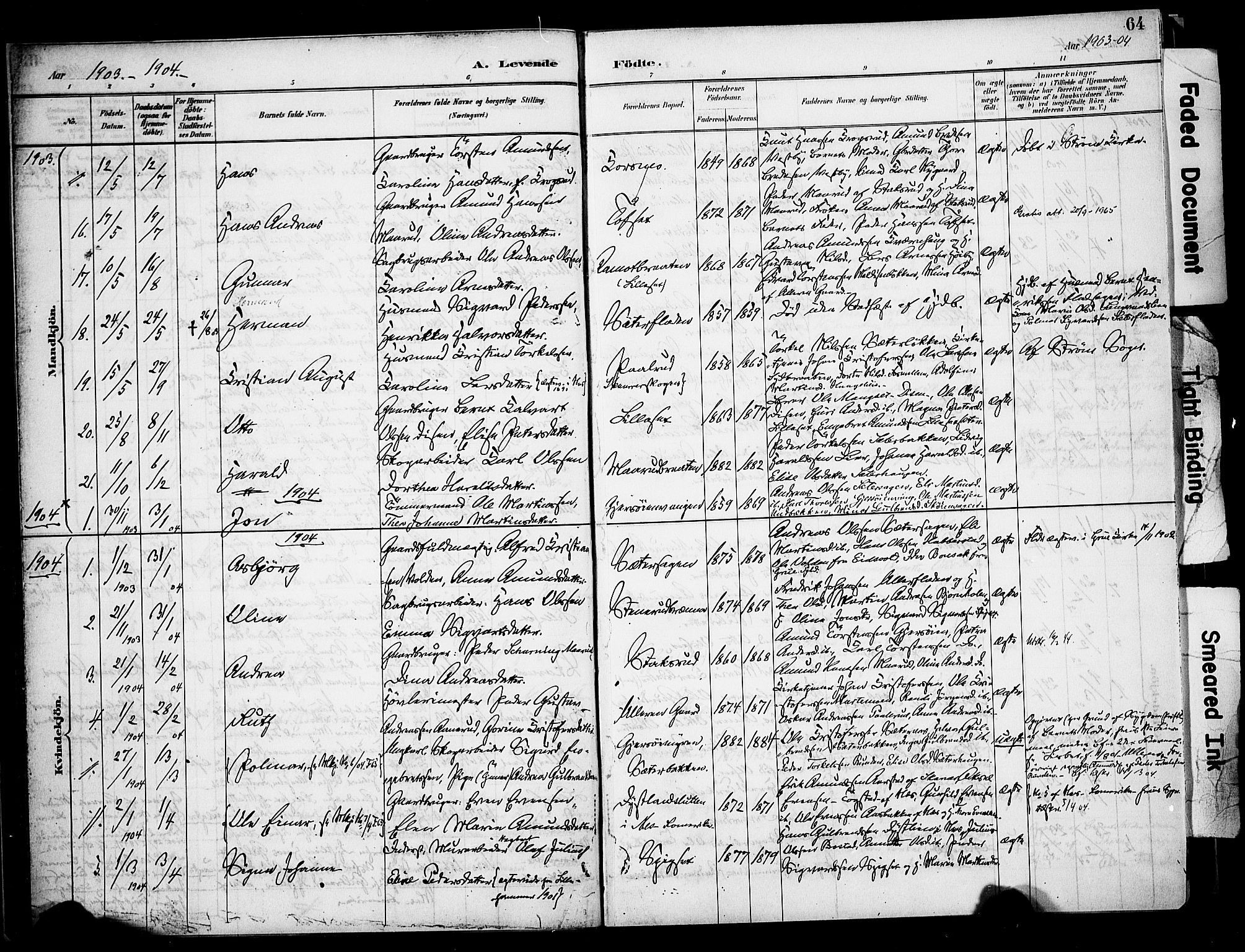 Sør-Odal prestekontor, AV/SAH-PREST-030/H/Ha/Haa/L0008: Ministerialbok nr. 8, 1886-1922, s. 64