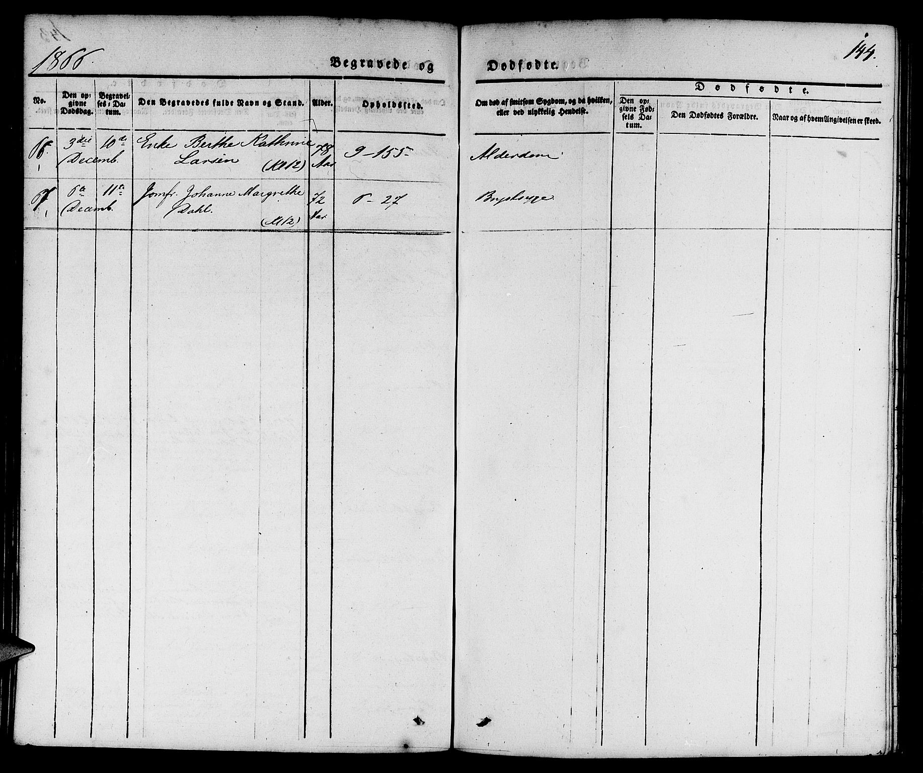 Nykirken Sokneprestembete, AV/SAB-A-77101/H/Hab: Klokkerbok nr. E 1, 1840-1866, s. 144