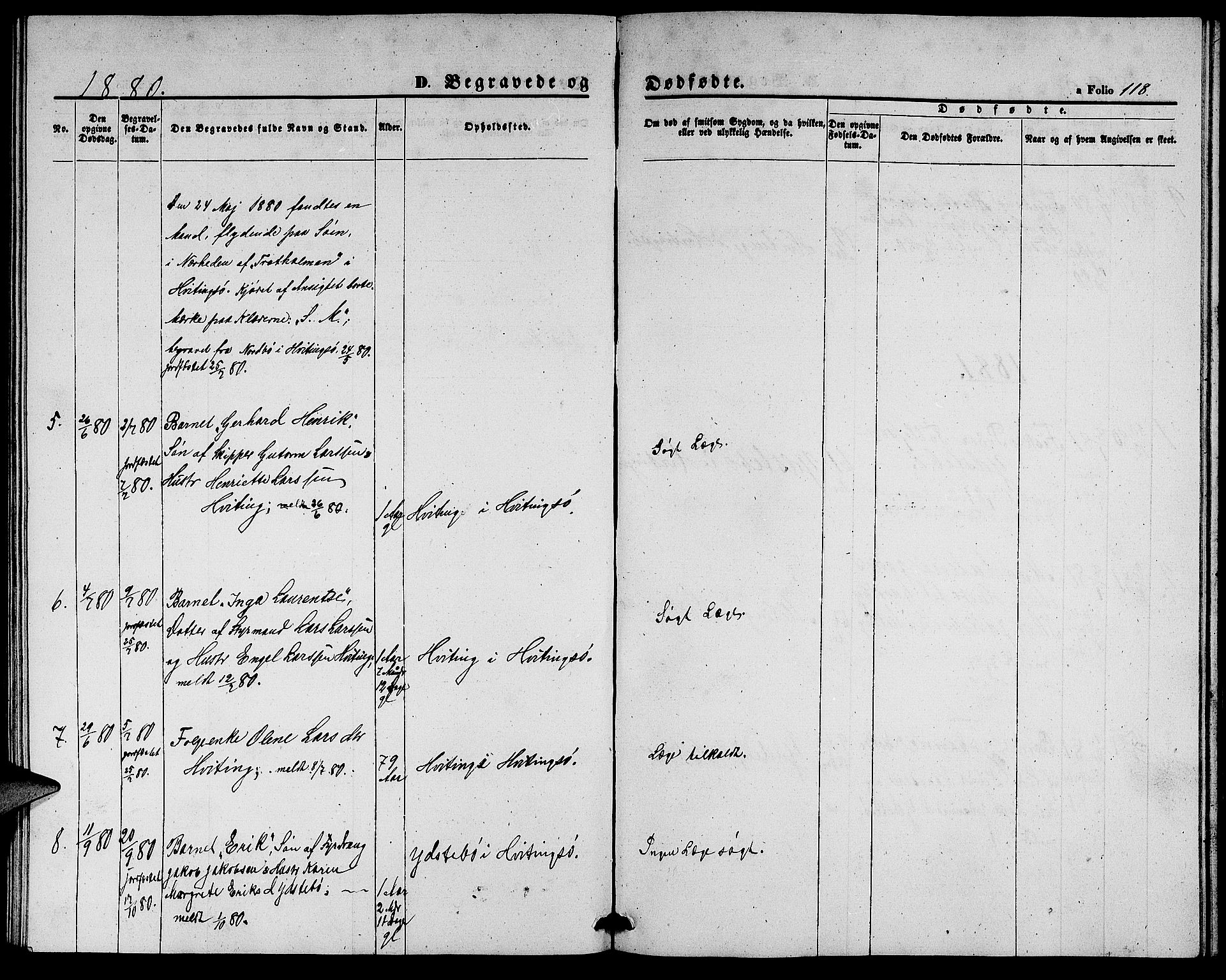 Rennesøy sokneprestkontor, SAST/A -101827/H/Ha/Hab/L0003: Klokkerbok nr. B 3, 1855-1888, s. 118