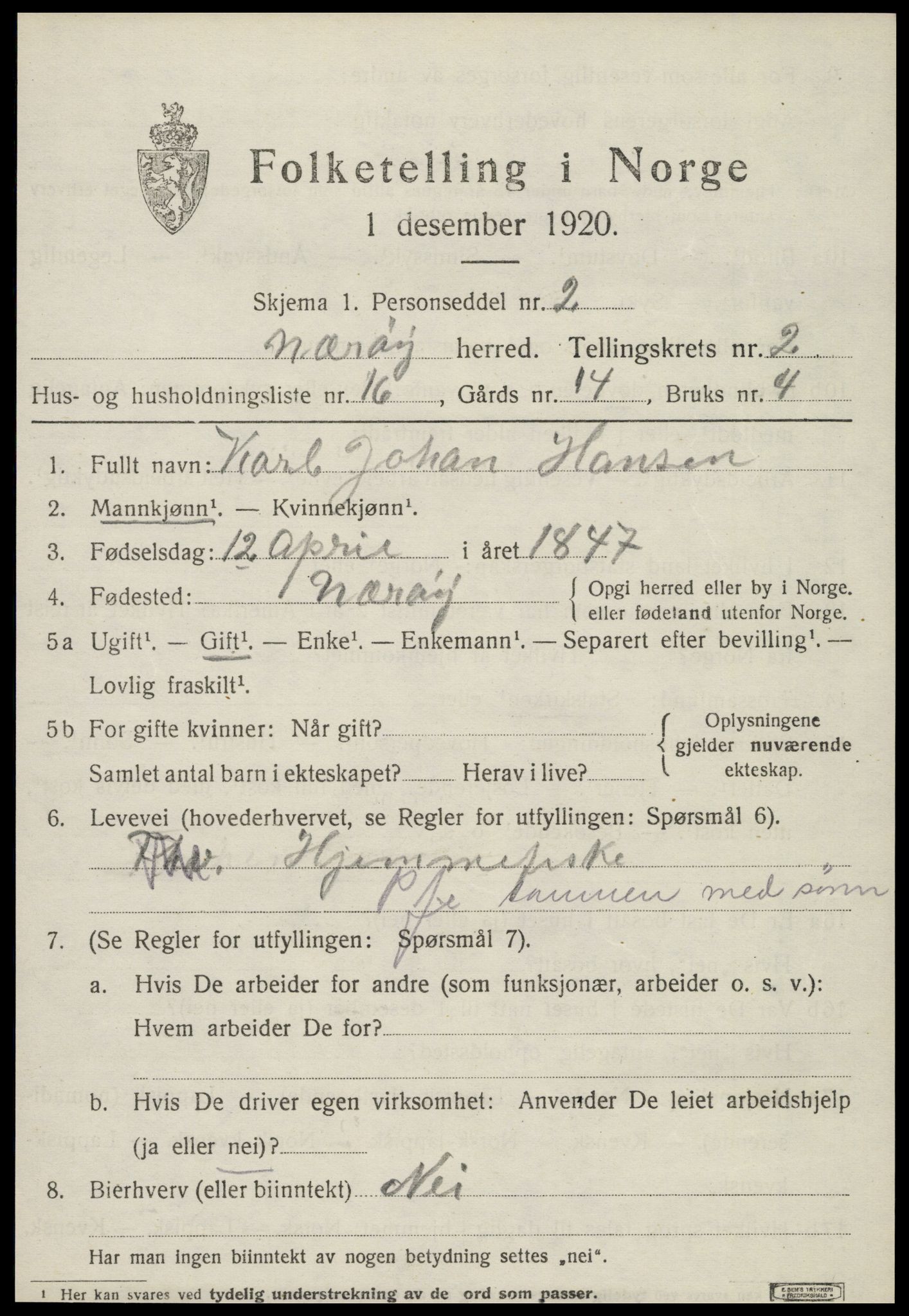 SAT, Folketelling 1920 for 1751 Nærøy herred, 1920, s. 1461