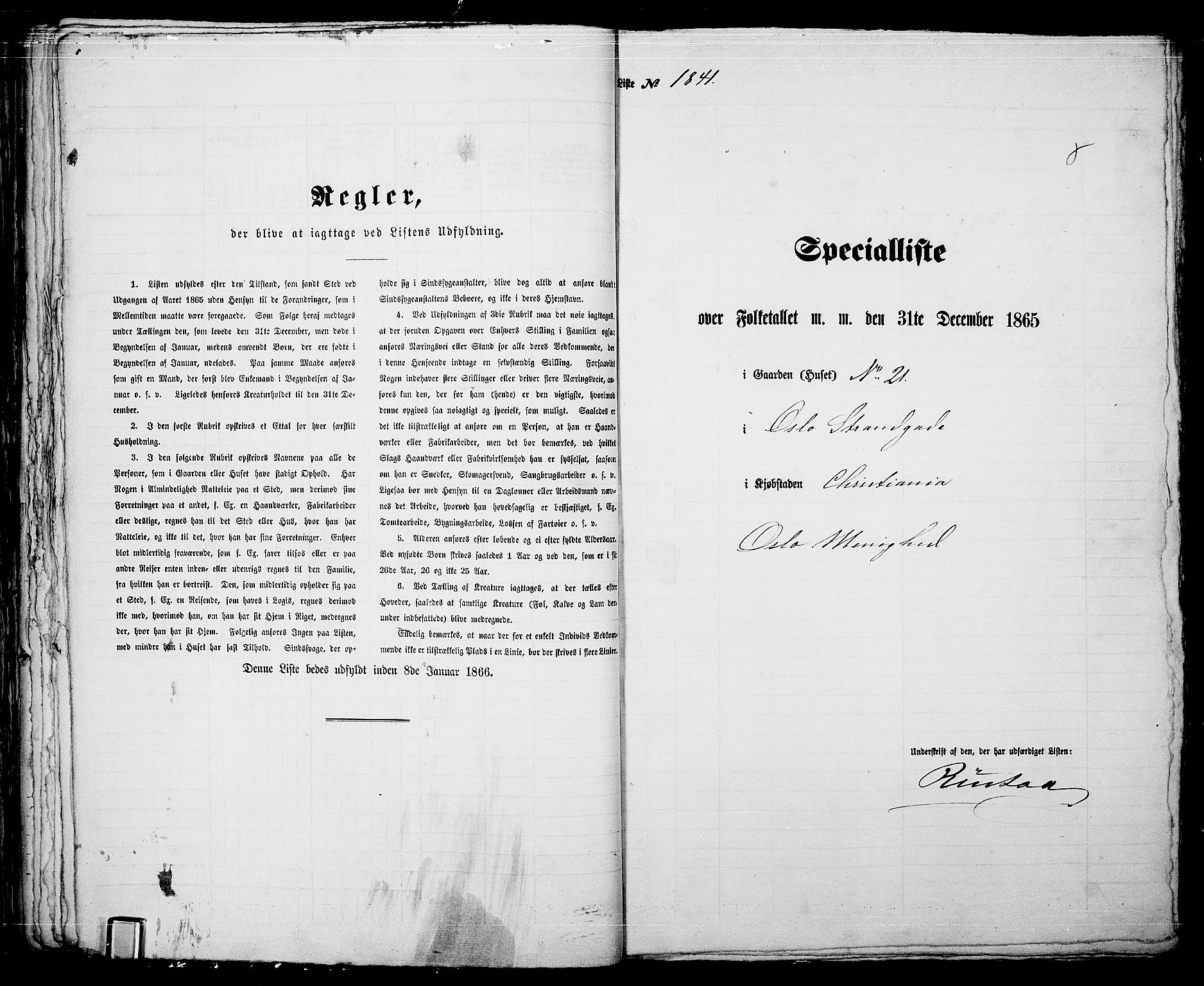 RA, Folketelling 1865 for 0301 Kristiania kjøpstad, 1865, s. 4135