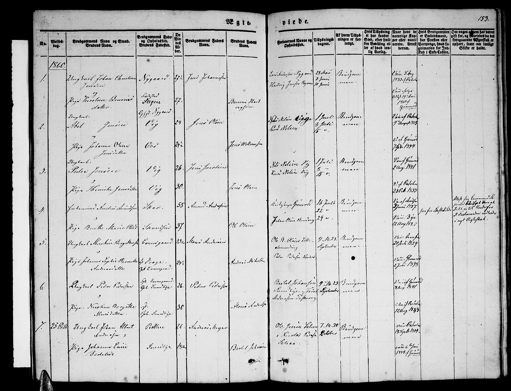 Ministerialprotokoller, klokkerbøker og fødselsregistre - Nordland, AV/SAT-A-1459/847/L0678: Klokkerbok nr. 847C06, 1854-1870, s. 153