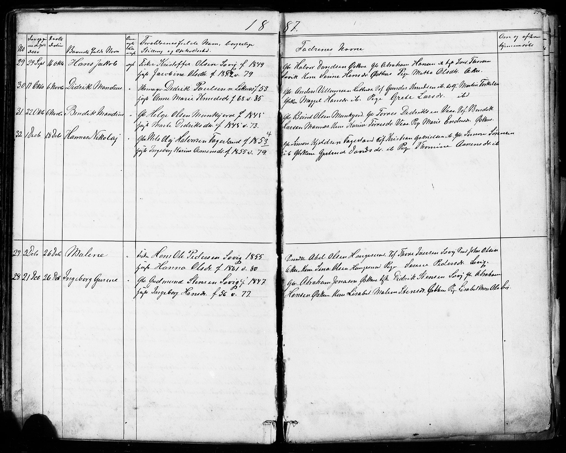 Kopervik sokneprestkontor, AV/SAST-A-101850/H/Ha/Hab/L0002: Klokkerbok nr. B 2, 1881-1905, s. 33