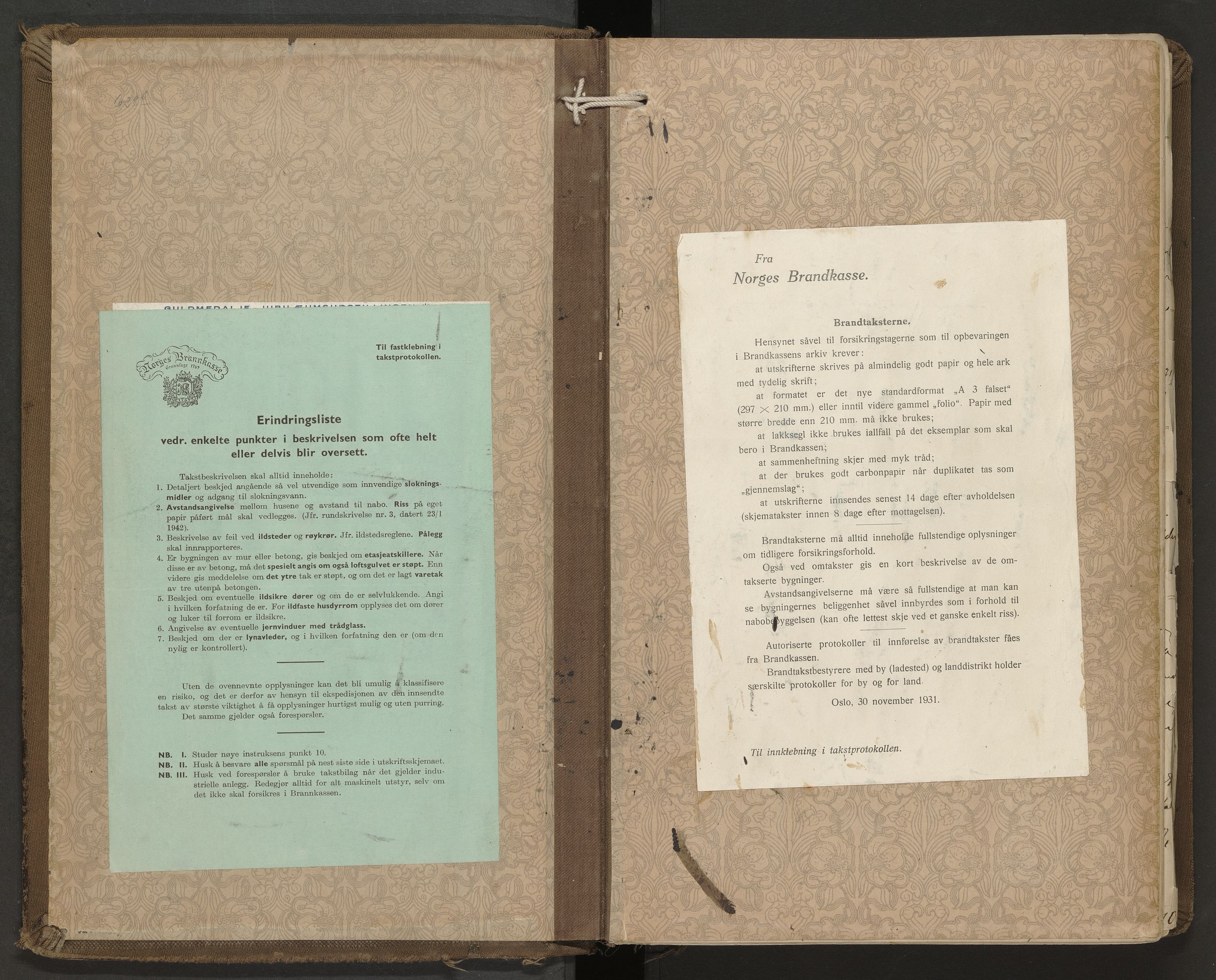 Kongsberg magistrat, SAKO/A-848/F/Fd/L0024: Branntakstprotokoll, 1922-1943