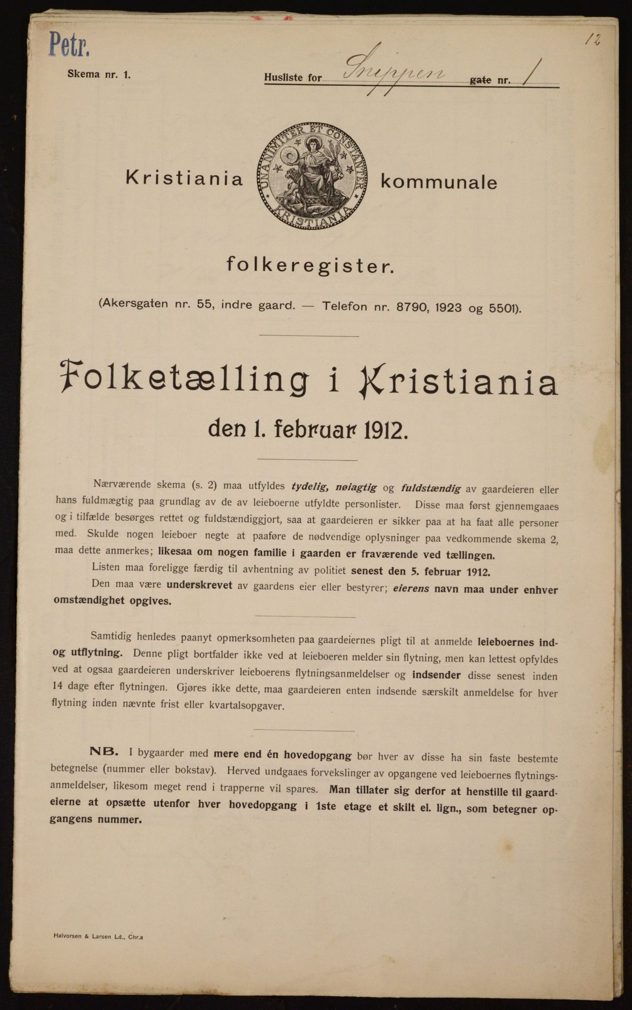 OBA, Kommunal folketelling 1.2.1912 for Kristiania, 1912, s. 98267