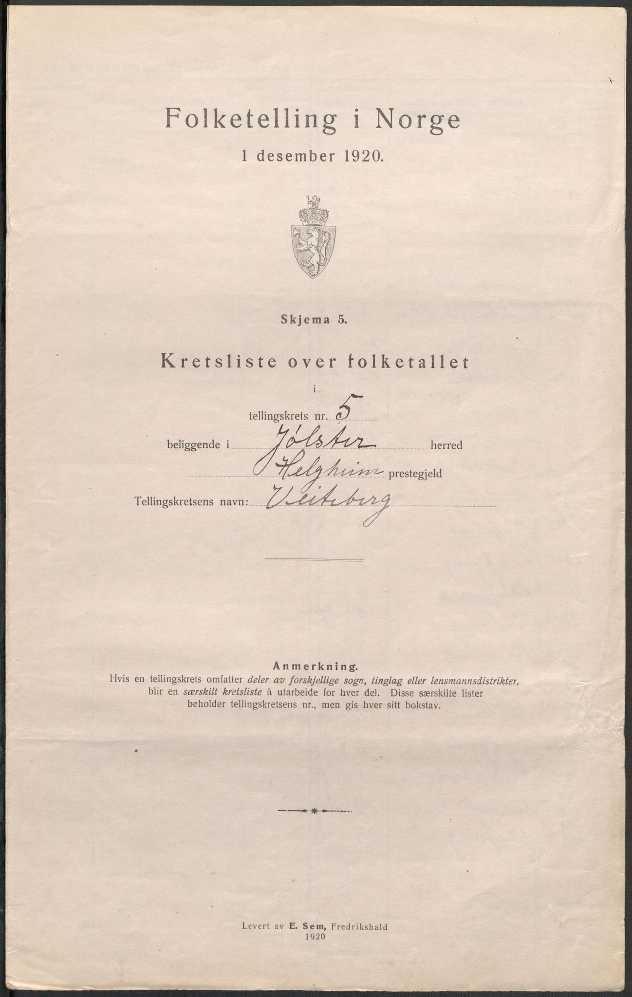 SAB, Folketelling 1920 for 1431 Jølster herred, 1920, s. 21