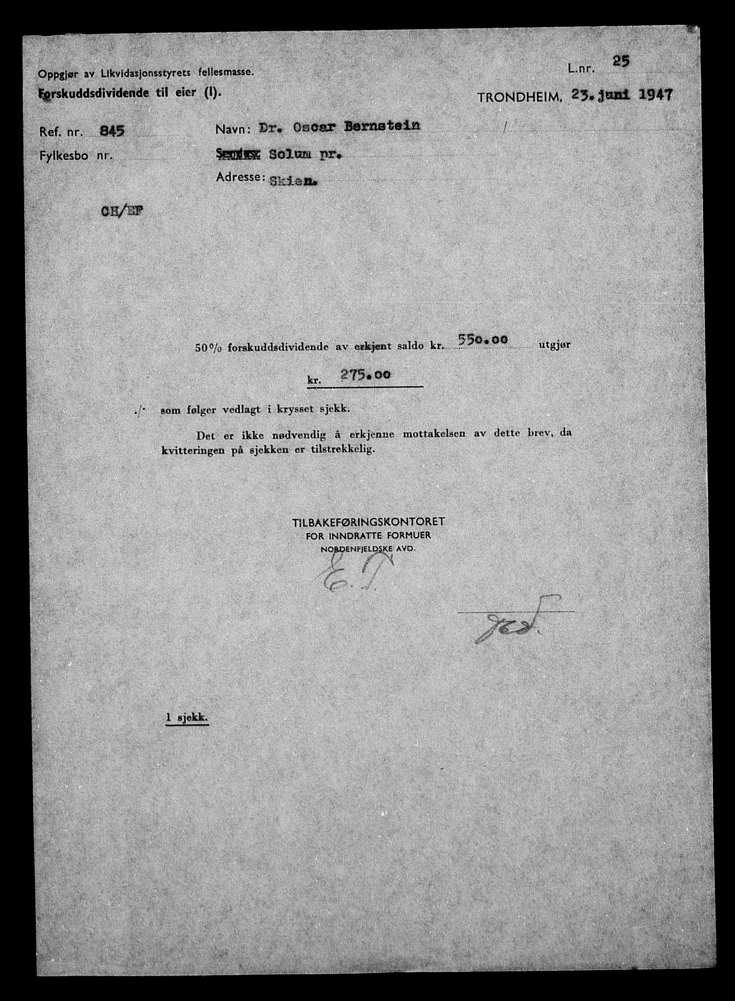 Justisdepartementet, Tilbakeføringskontoret for inndratte formuer, AV/RA-S-1564/H/Hc/Hcb/L0910: --, 1945-1947, s. 233