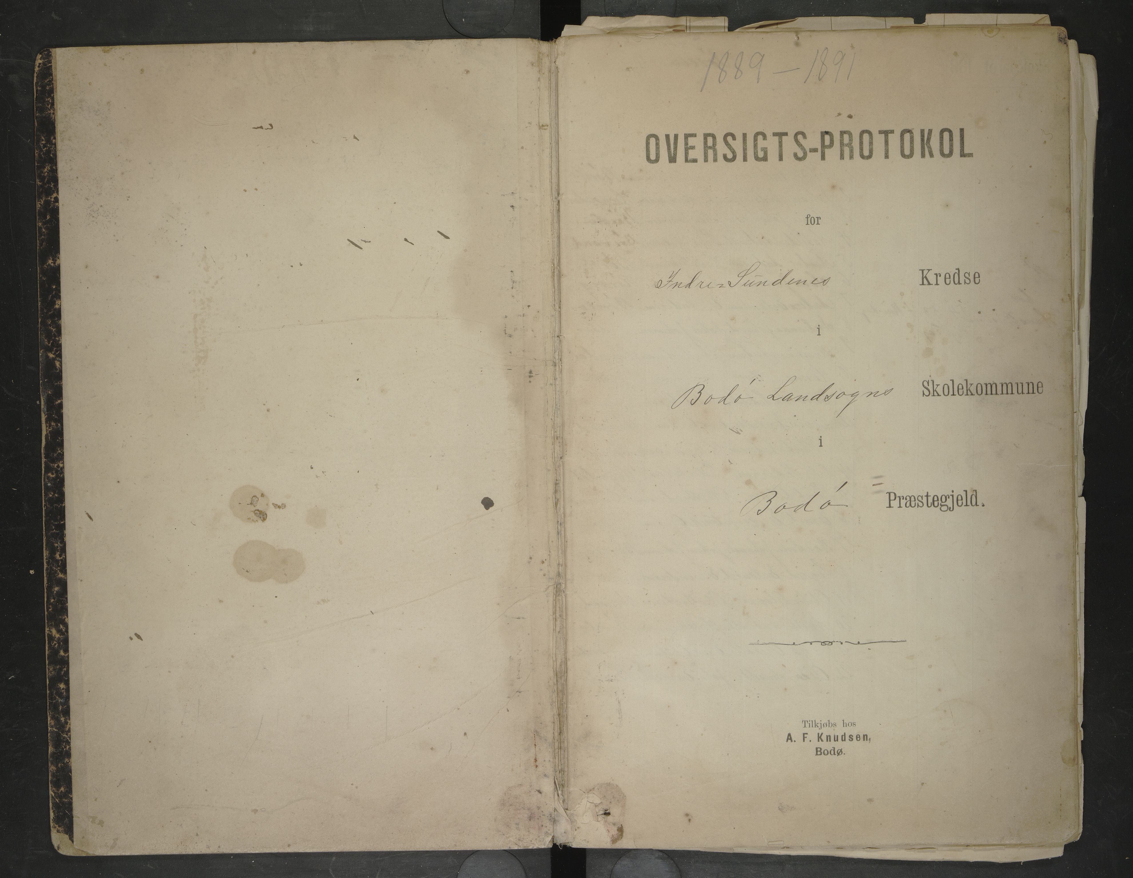 Bodin kommune. Ymse skolekretser/skoler, AIN/K-18431.510.12/F/Fa/L0041: Oversiktsprotokoll. Børelva, Evjen, Gillesvåg, Tuv, 1889-1891