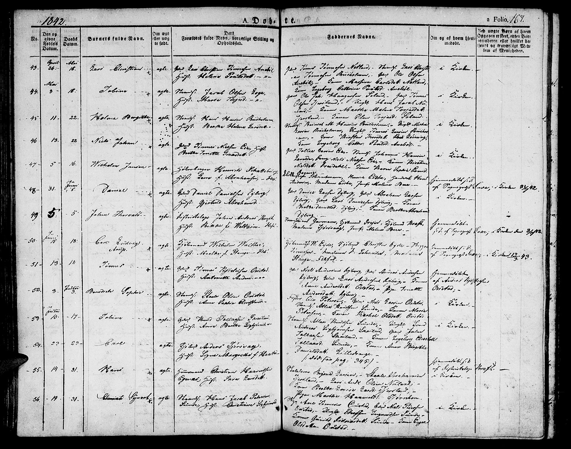 Flekkefjord sokneprestkontor, AV/SAK-1111-0012/F/Fb/Fbc/L0004: Klokkerbok nr. B 4, 1827-1846, s. 167