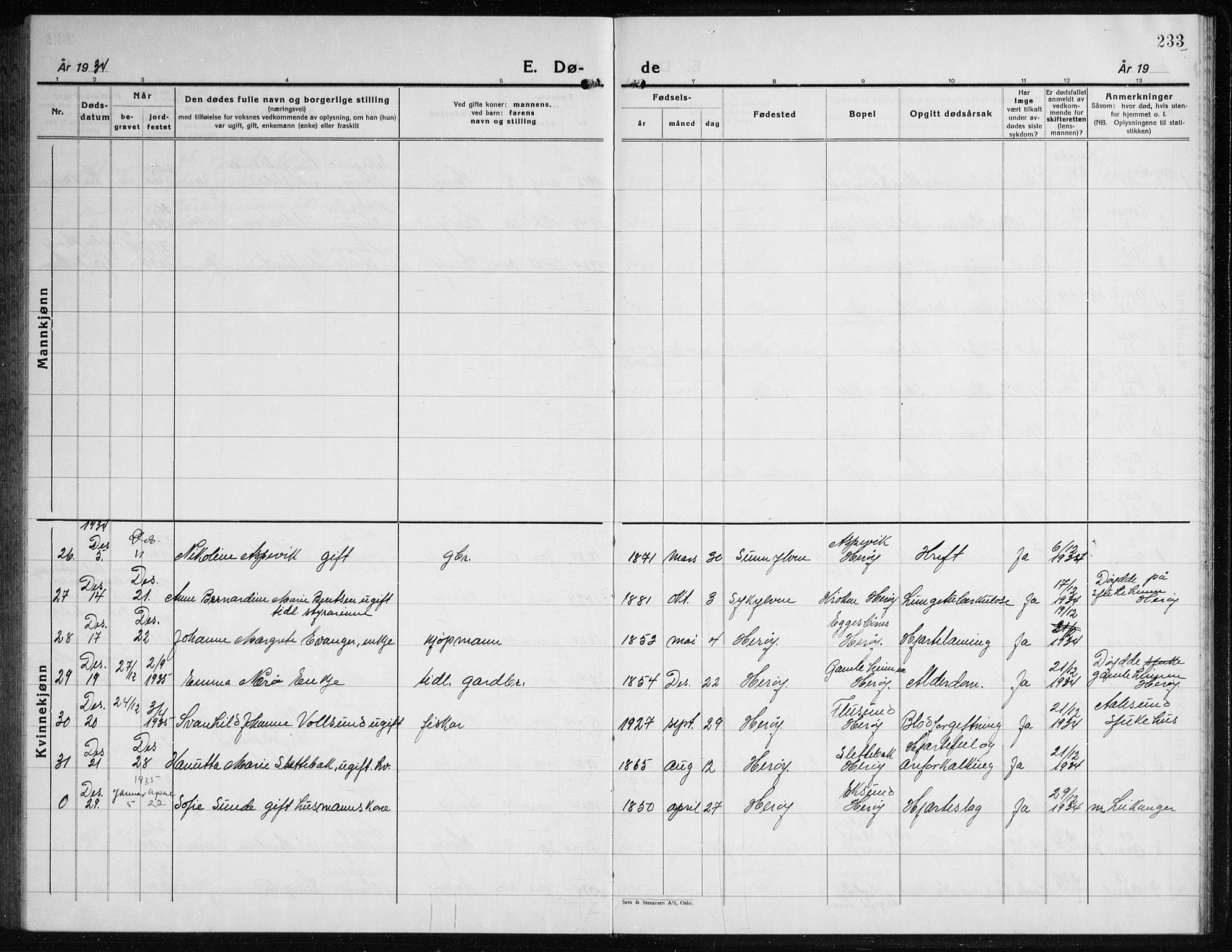 Ministerialprotokoller, klokkerbøker og fødselsregistre - Møre og Romsdal, AV/SAT-A-1454/507/L0085: Klokkerbok nr. 507C08, 1933-1944, s. 233