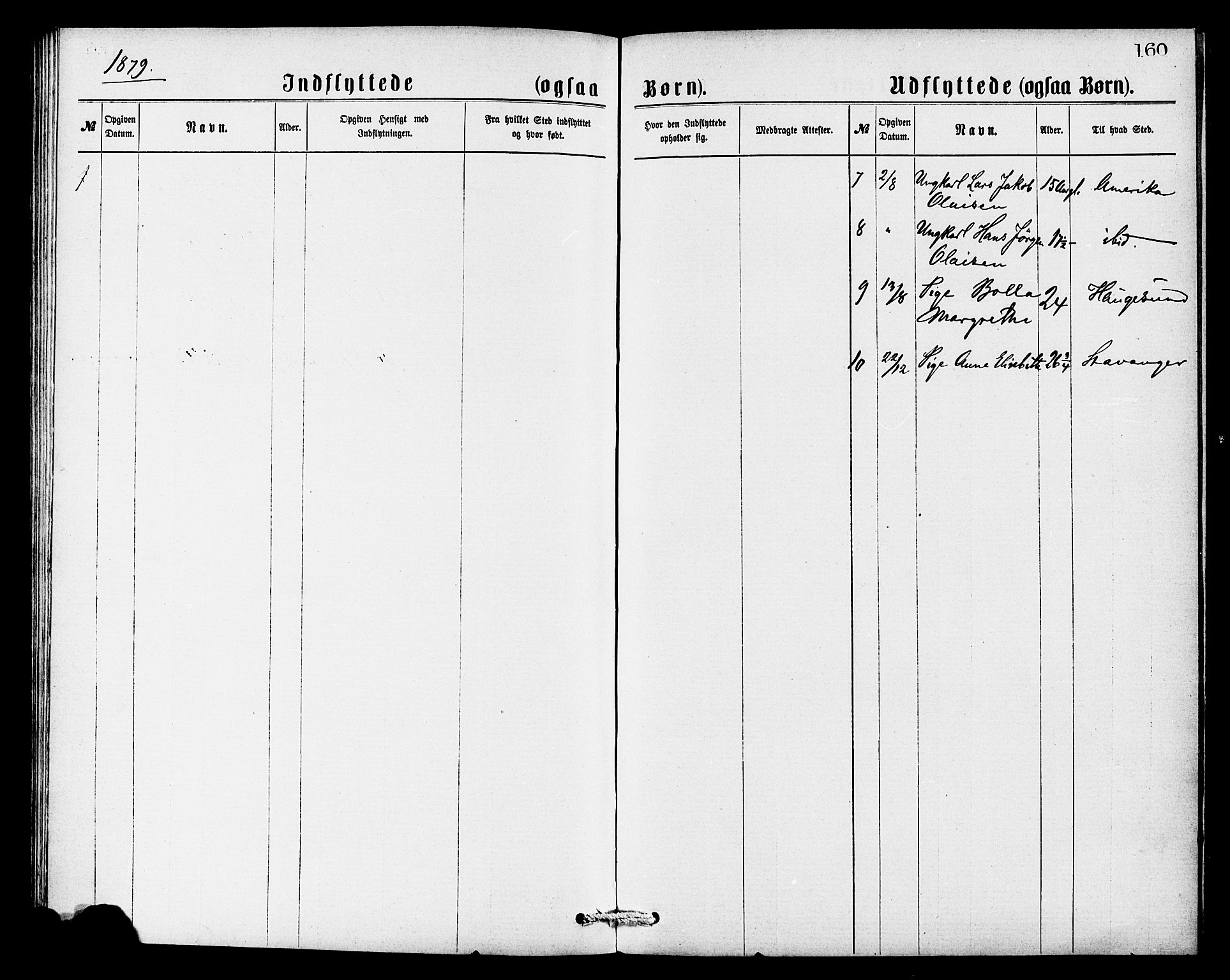 Avaldsnes sokneprestkontor, AV/SAST-A -101851/H/Ha/Haa/L0013: Ministerialbok nr. A 13, 1876-1879, s. 160