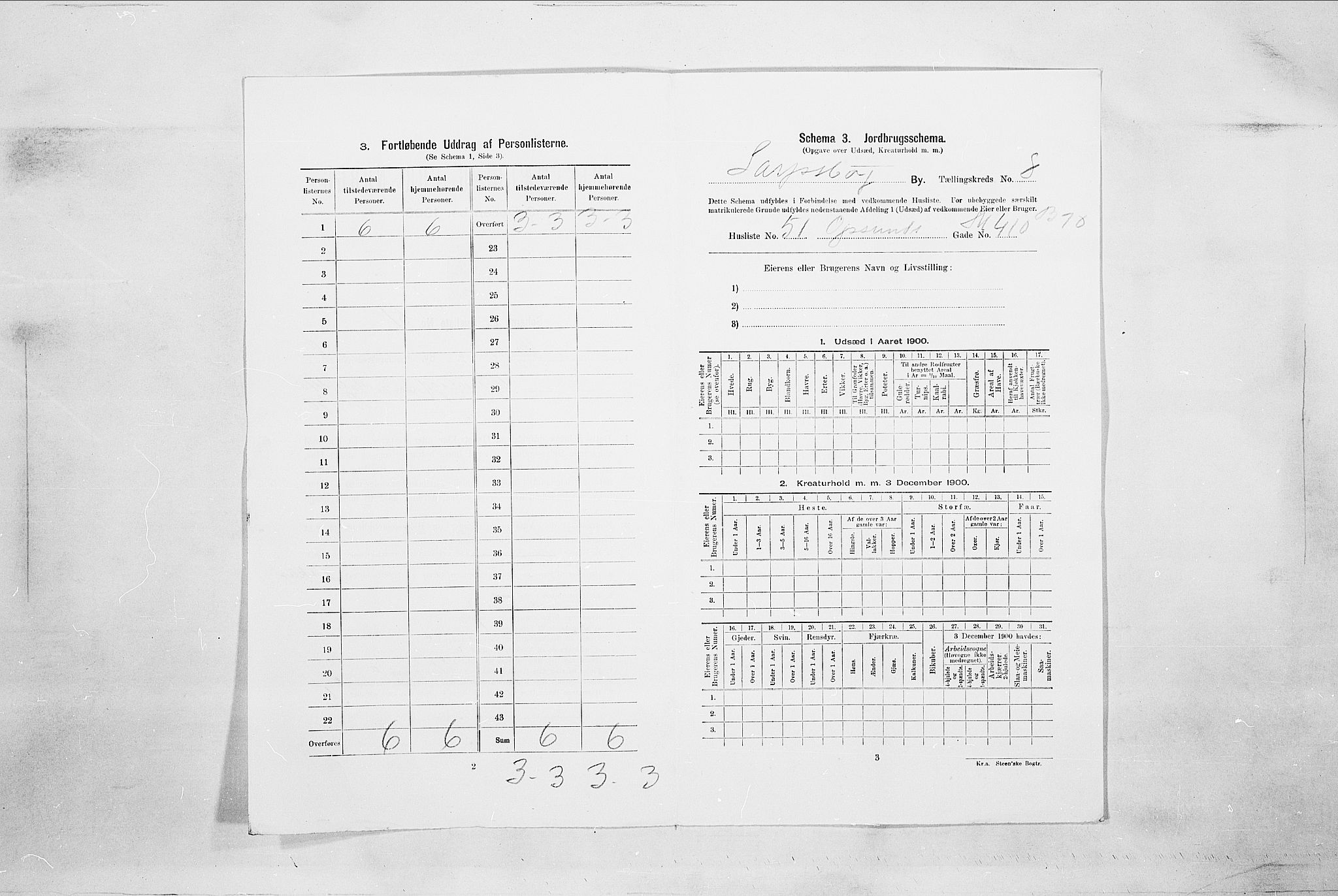 SAO, Folketelling 1900 for 0102 Sarpsborg kjøpstad, 1900