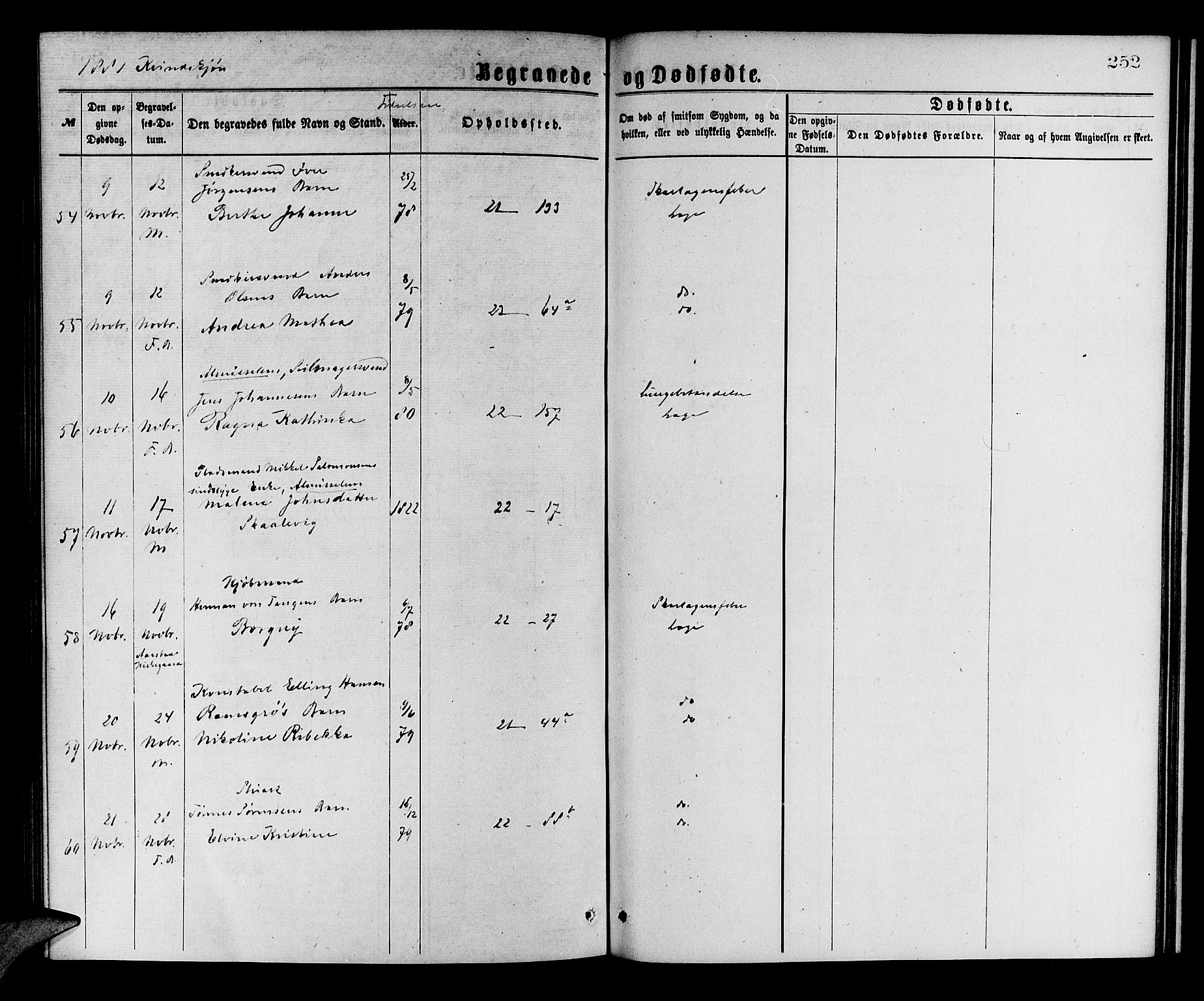 Korskirken sokneprestembete, AV/SAB-A-76101/H/Hab: Klokkerbok nr. E 3, 1871-1883, s. 252