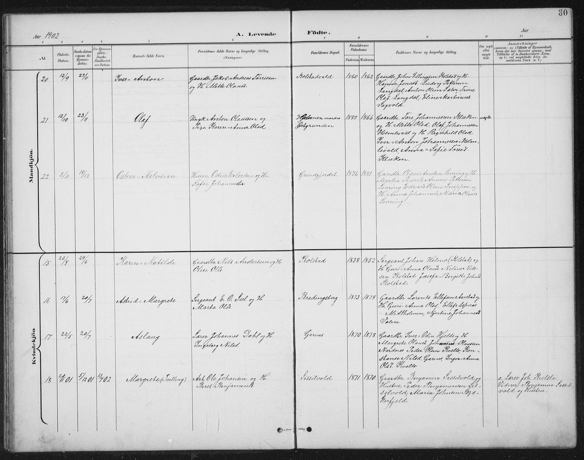 Ministerialprotokoller, klokkerbøker og fødselsregistre - Nord-Trøndelag, SAT/A-1458/724/L0269: Klokkerbok nr. 724C05, 1899-1920, s. 30