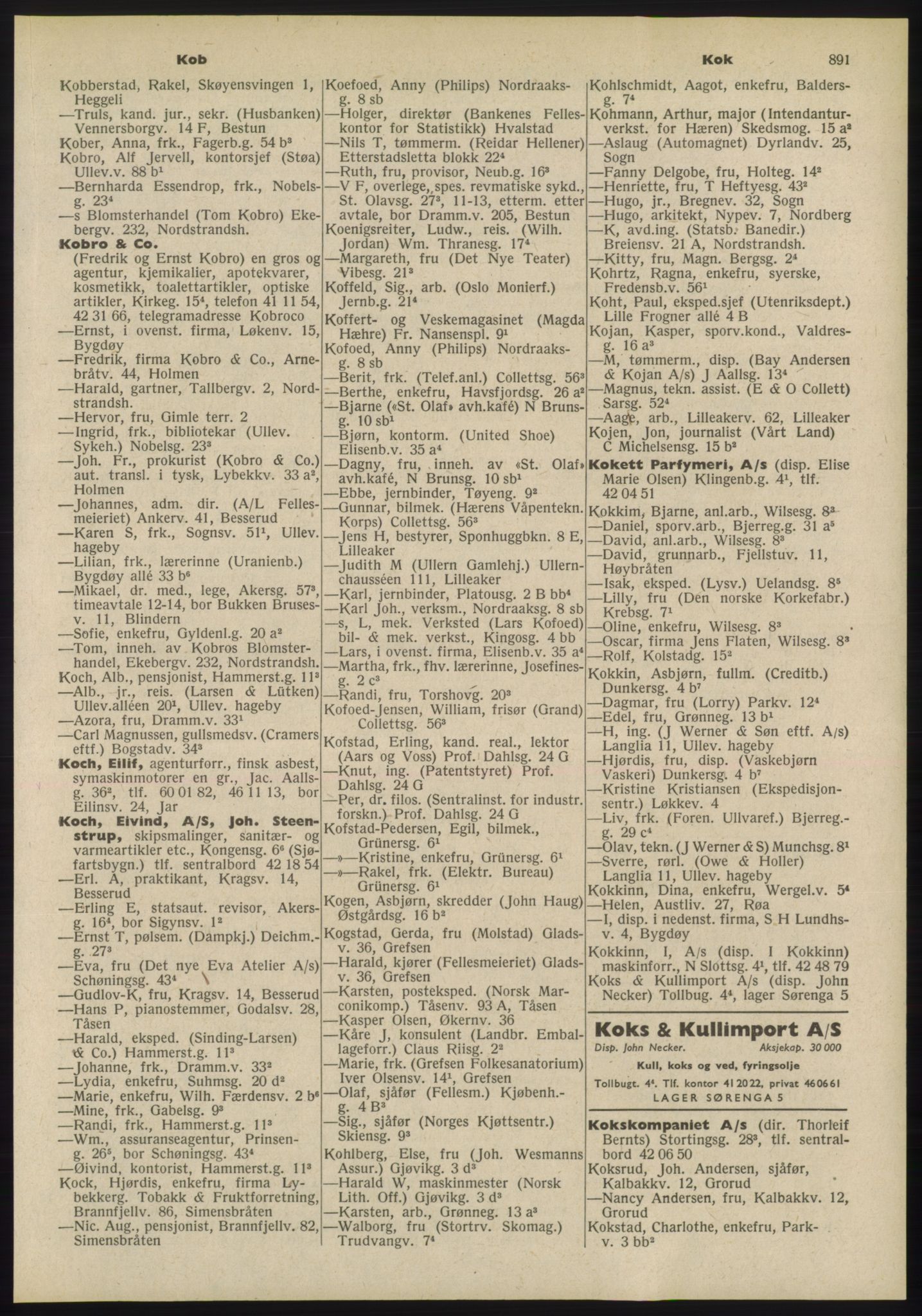Kristiania/Oslo adressebok, PUBL/-, 1955, s. 891