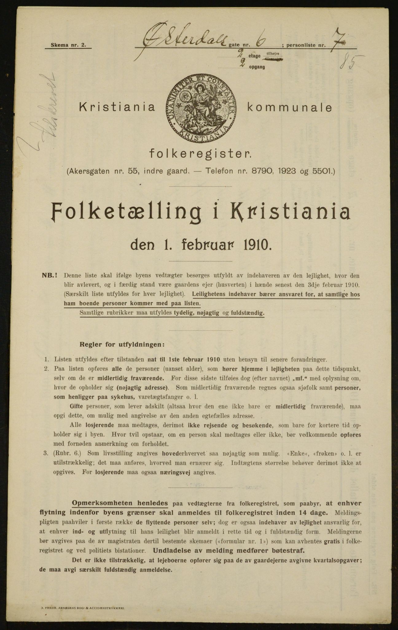 OBA, Kommunal folketelling 1.2.1910 for Kristiania, 1910, s. 122389