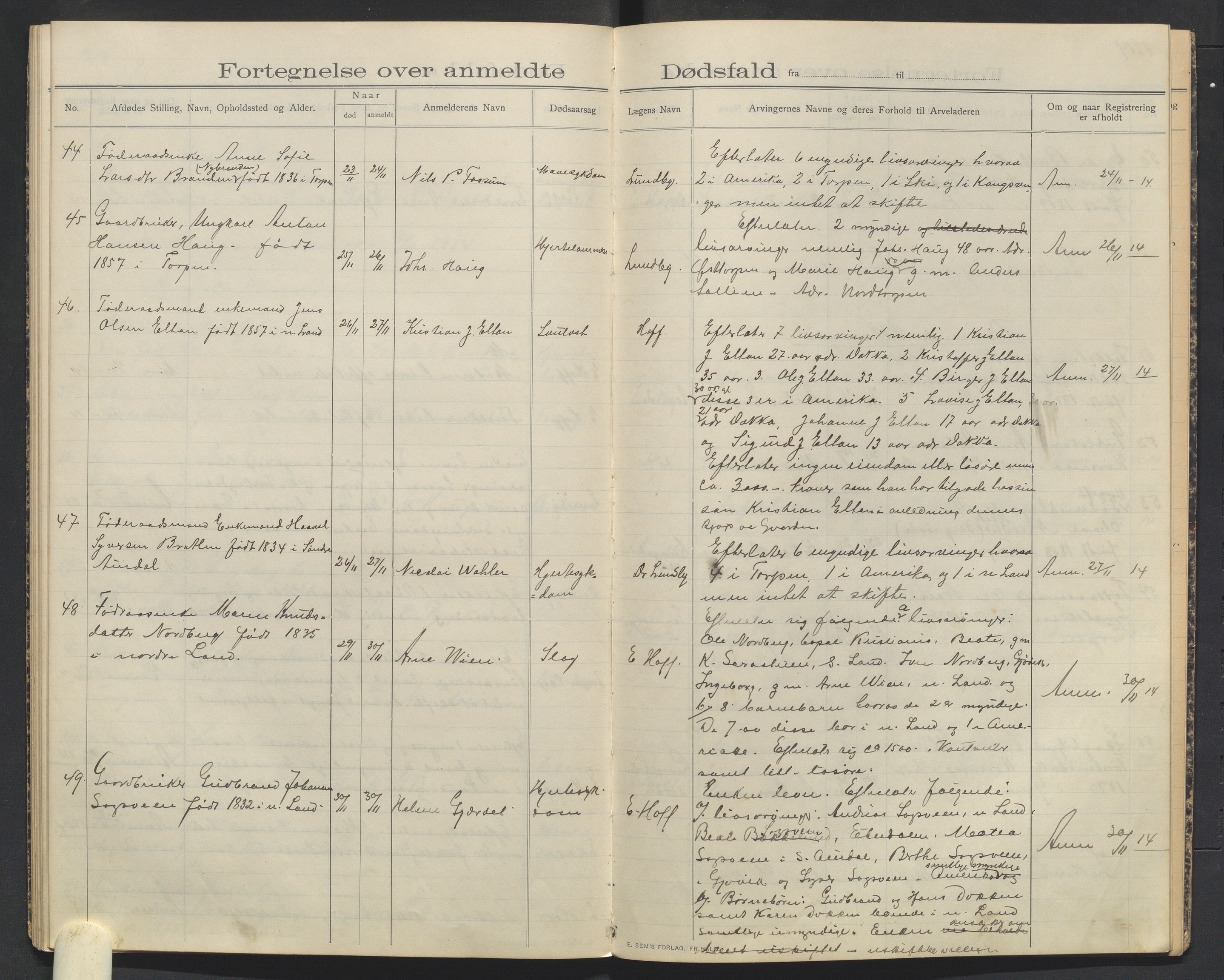 Nordre Land lensmannskontor, AV/SAH-LON-013/H/Ha/Haa/L0001/0002: Dødsfallsprotokoller / Dødsfallsprotokoll, 1910-1916