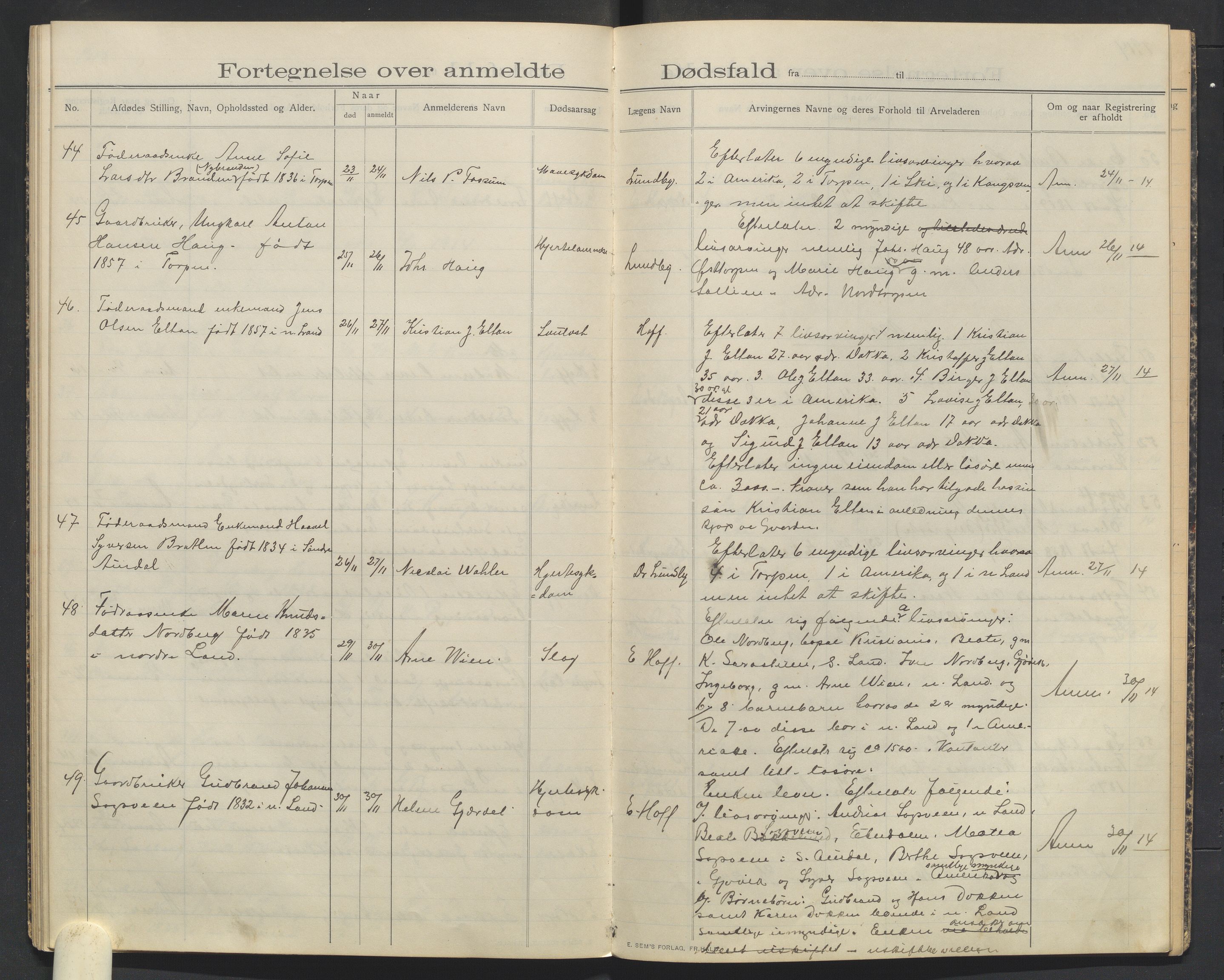 Nordre Land lensmannskontor, SAH/LON-013/H/Ha/Haa/L0001/0002: Dødsfallsprotokoller / Dødsfallsprotokoll, 1910-1916