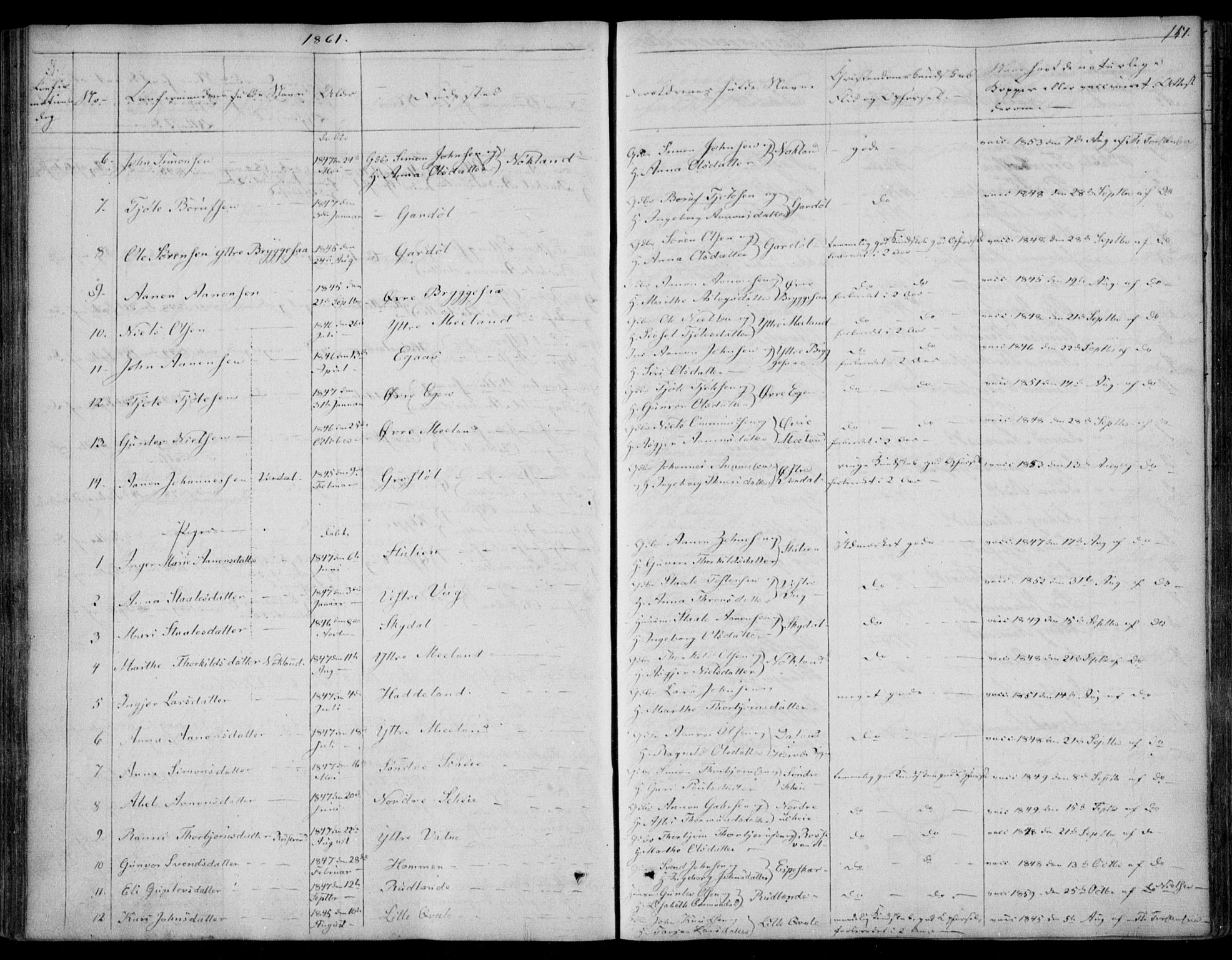 Hægebostad sokneprestkontor, AV/SAK-1111-0024/F/Fa/Fab/L0002: Ministerialbok nr. A 2, 1836-1872, s. 151