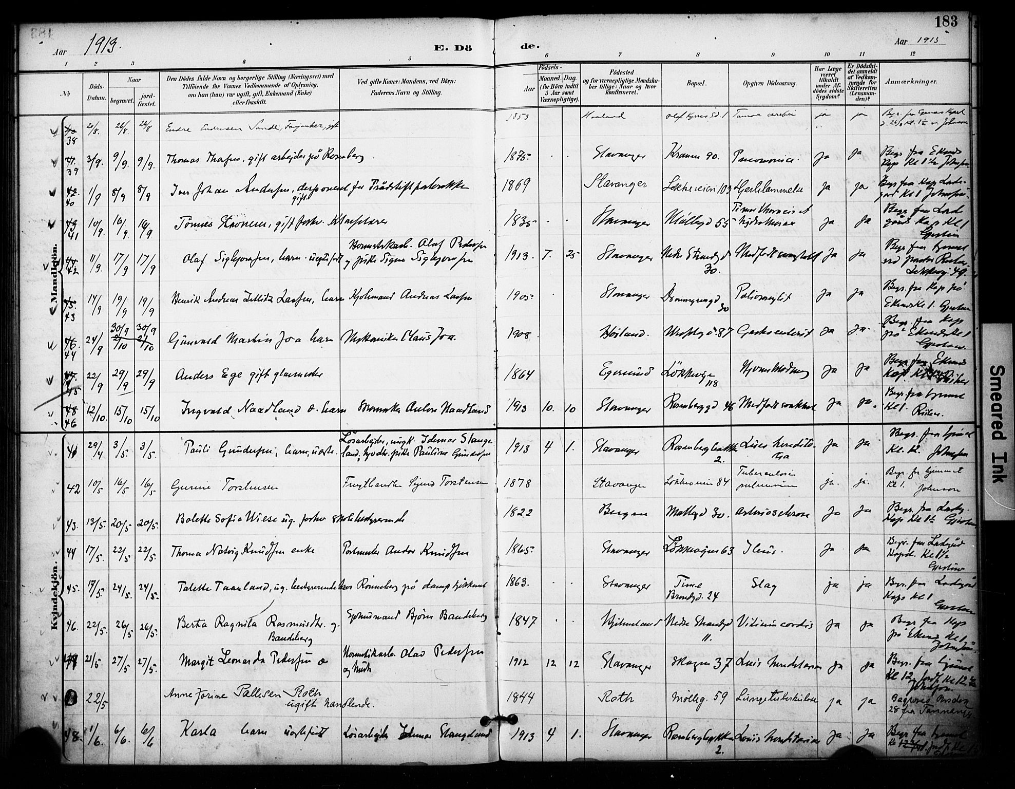 Domkirken sokneprestkontor, SAST/A-101812/001/30/30BA/L0032: Ministerialbok nr. A 31, 1896-1917, s. 183