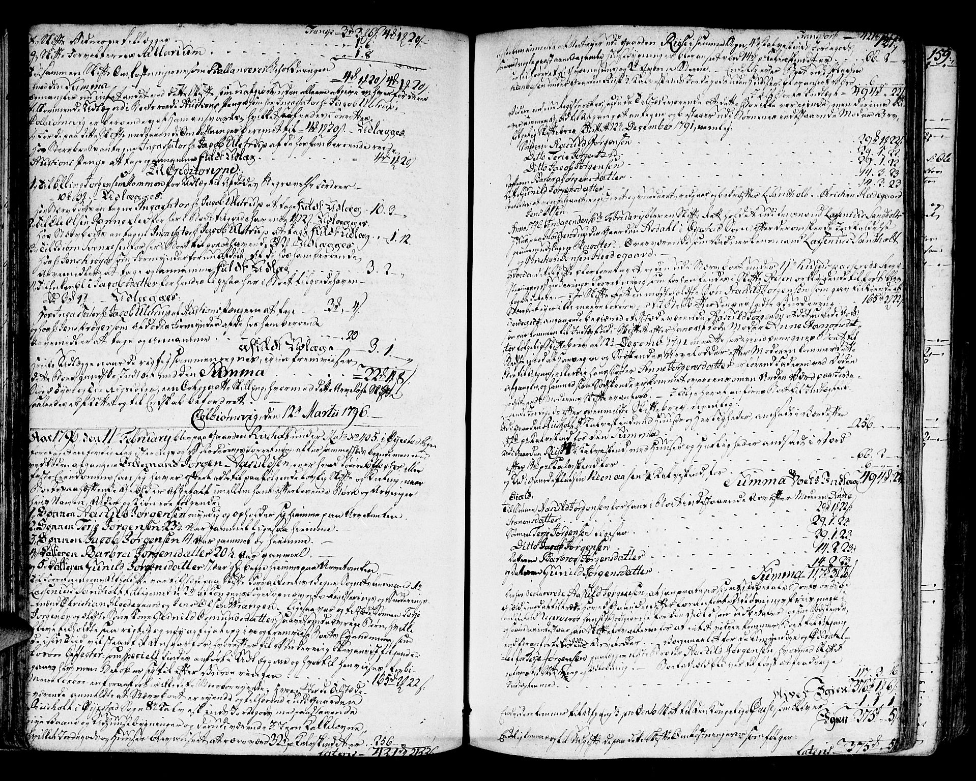 Nedenes sorenskriveri før 1824, SAK/1221-0007/H/Hc/L0042: Skifteprotokoll med register nr 29a, 1795-1800, s. 126b-127a