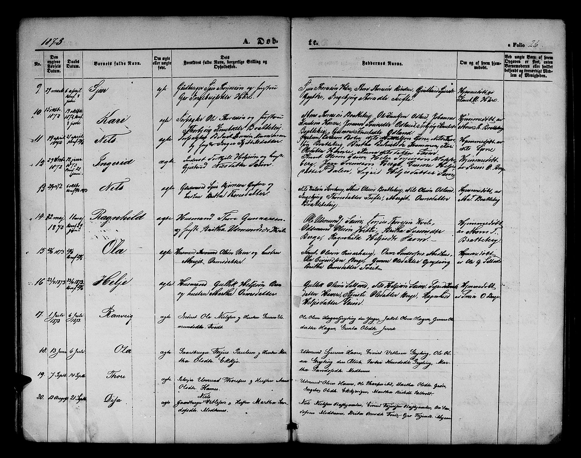 Røldal sokneprestembete, AV/SAB-A-100247: Klokkerbok nr. A 2, 1861-1886, s. 26