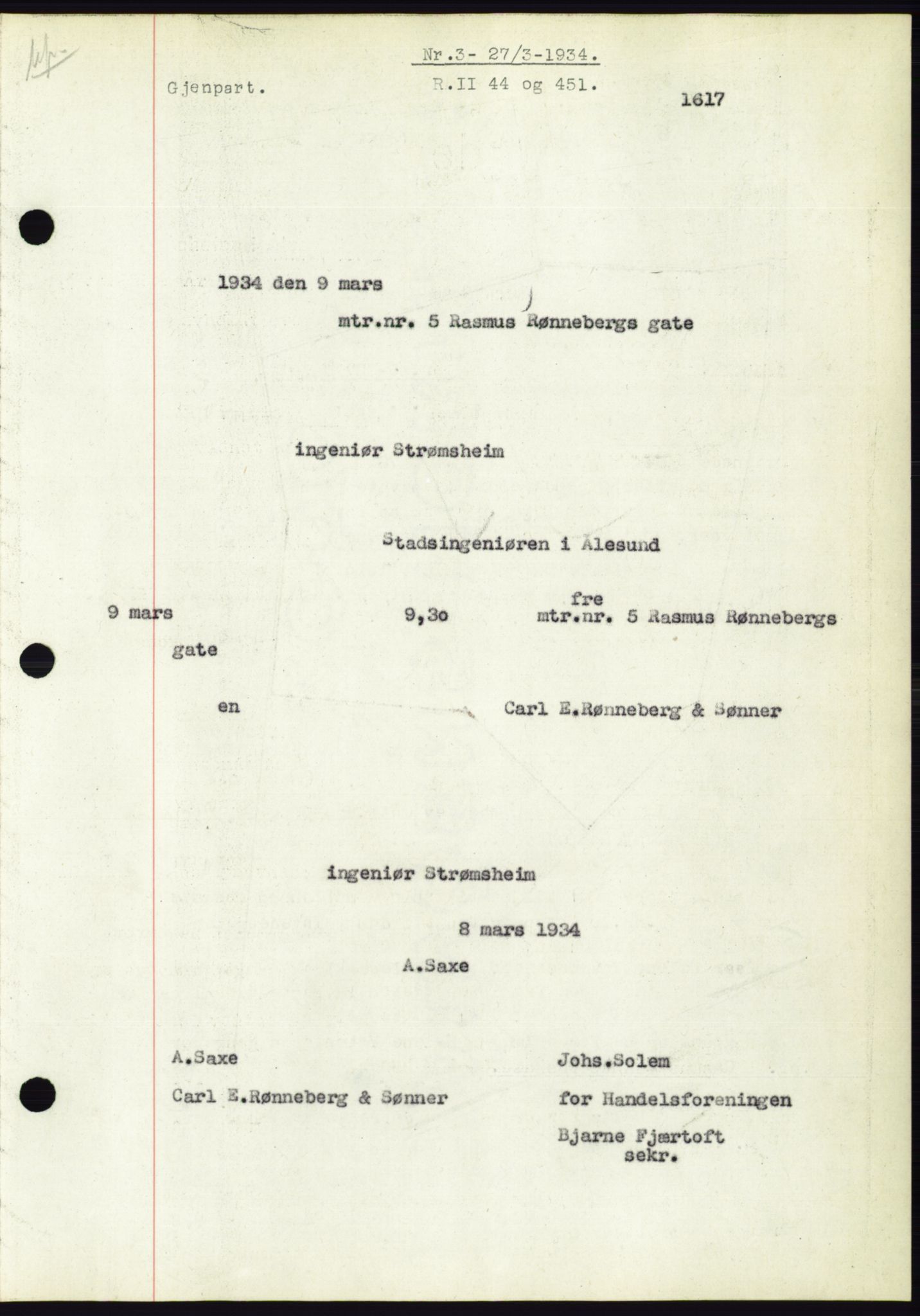 Ålesund byfogd, AV/SAT-A-4384: Pantebok nr. 31, 1933-1934, Tingl.dato: 27.03.1934