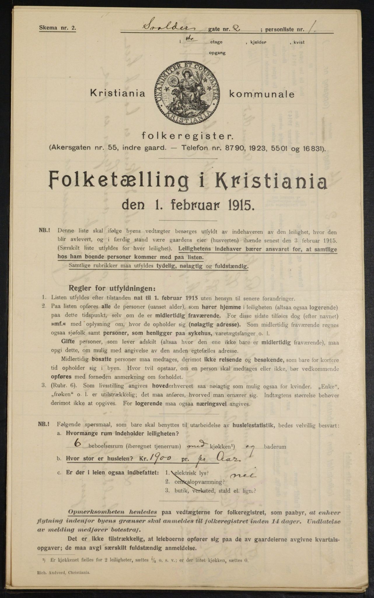 OBA, Kommunal folketelling 1.2.1915 for Kristiania, 1915, s. 106495