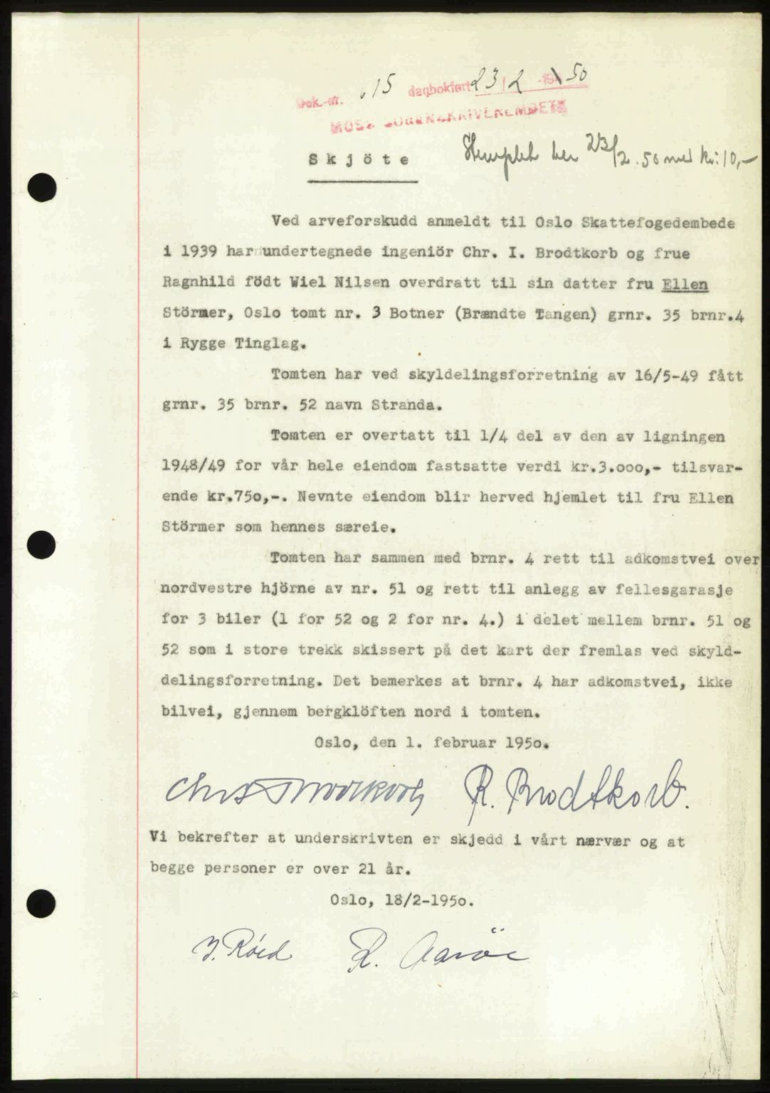 Moss sorenskriveri, SAO/A-10168: Pantebok nr. A25, 1950-1950, Dagboknr: 615/1950