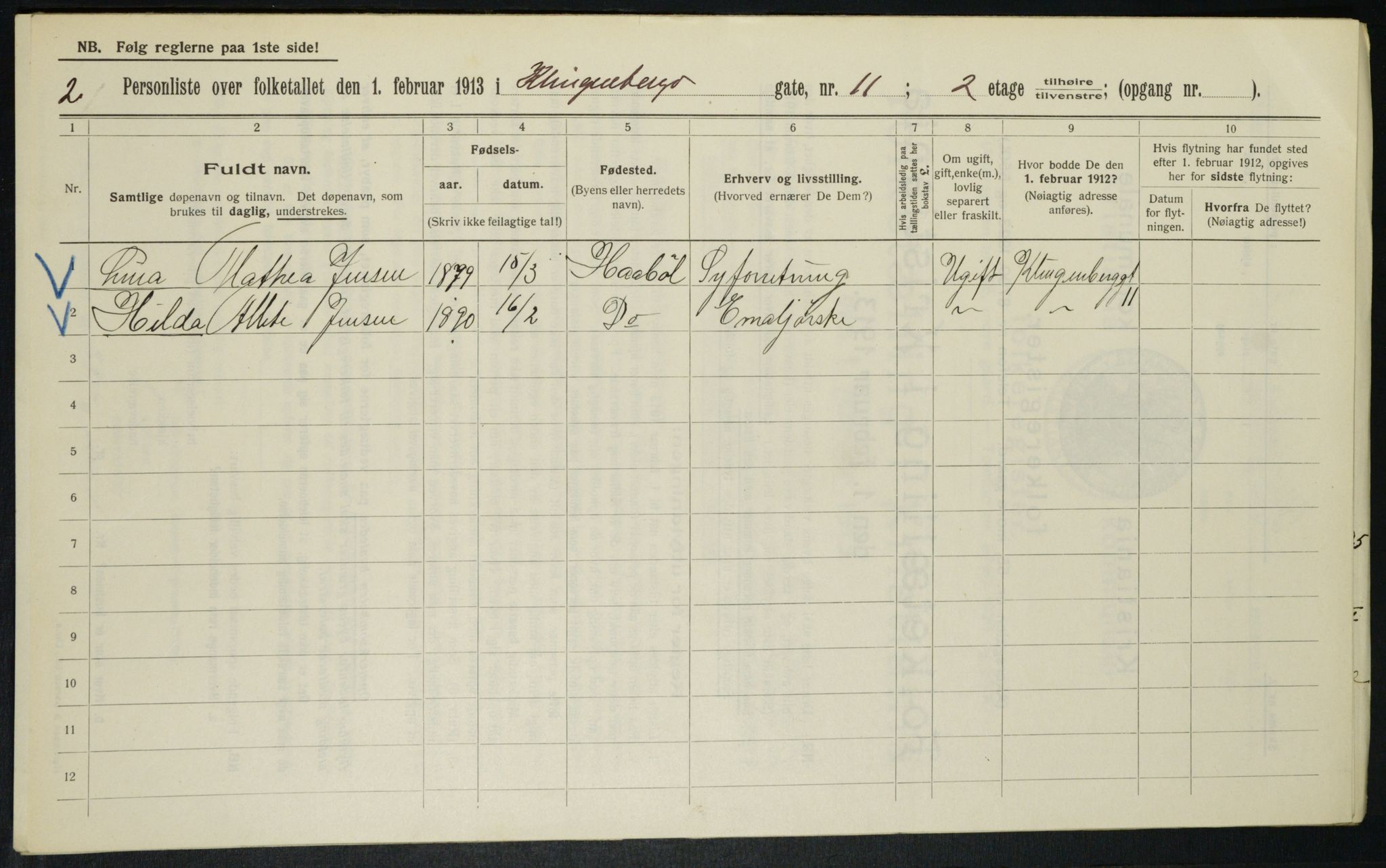 OBA, Kommunal folketelling 1.2.1913 for Kristiania, 1913, s. 51612