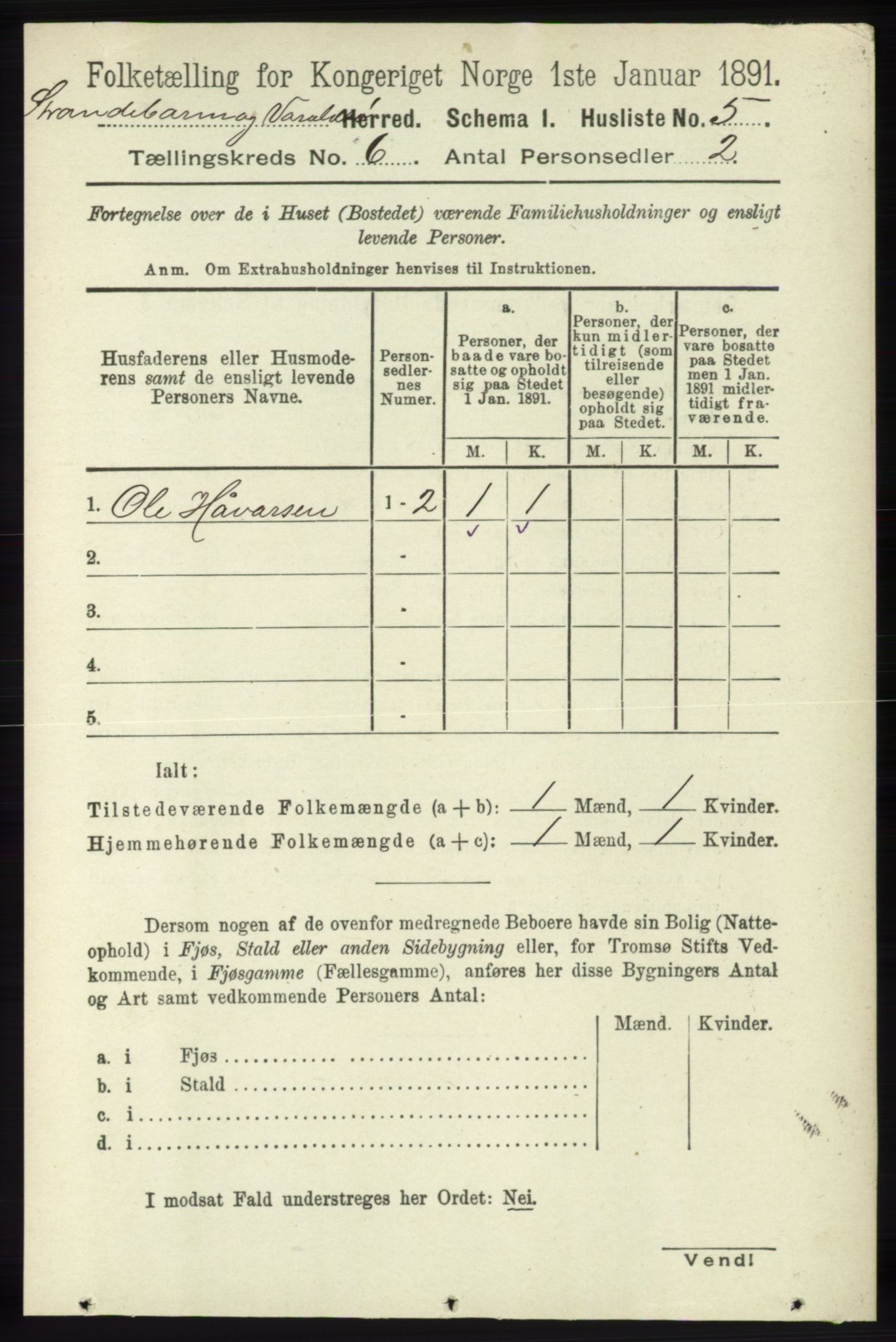 RA, Folketelling 1891 for 1226 Strandebarm og Varaldsøy herred, 1891, s. 2408