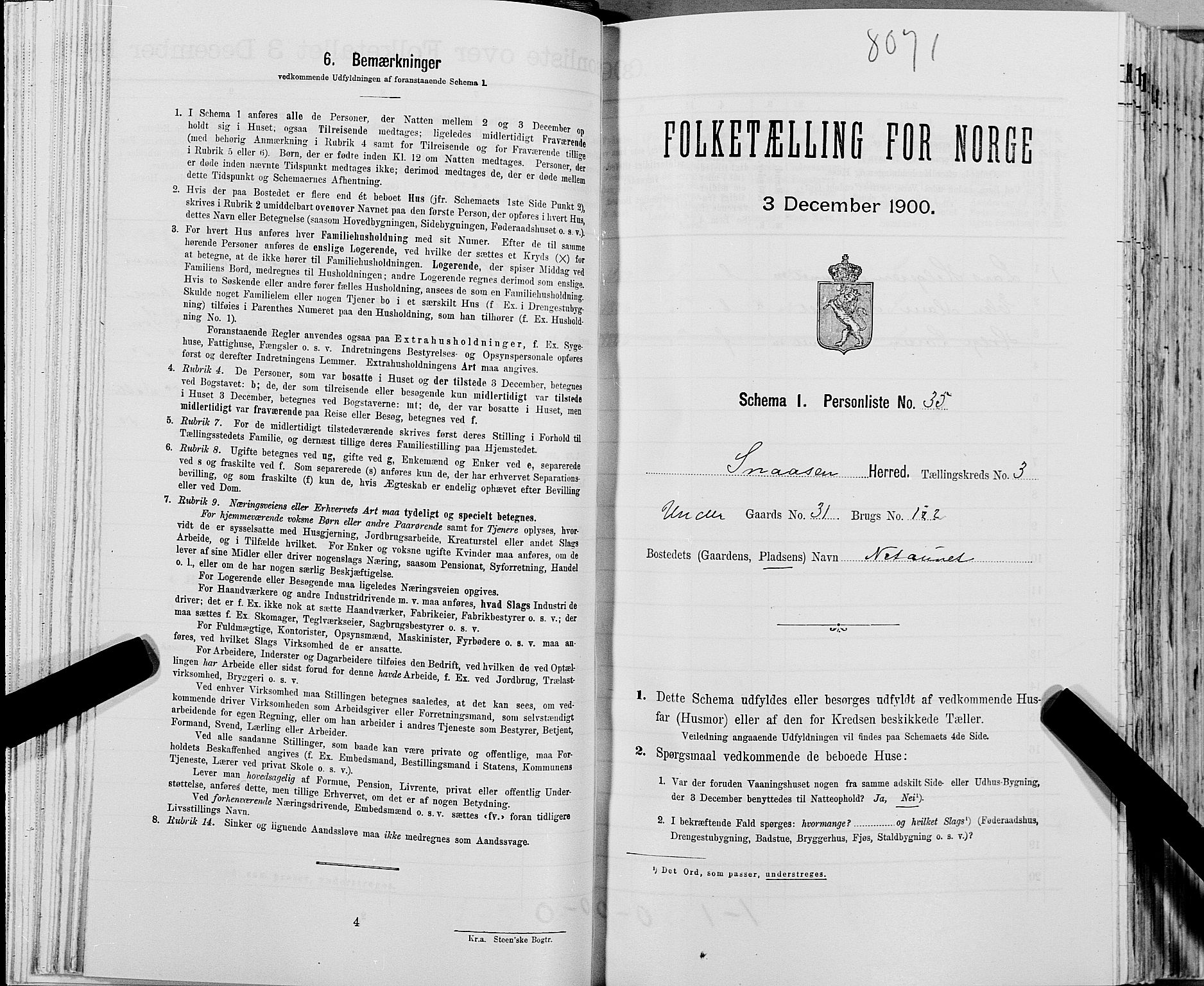 SAT, Folketelling 1900 for 1736 Snåsa herred, 1900, s. 669